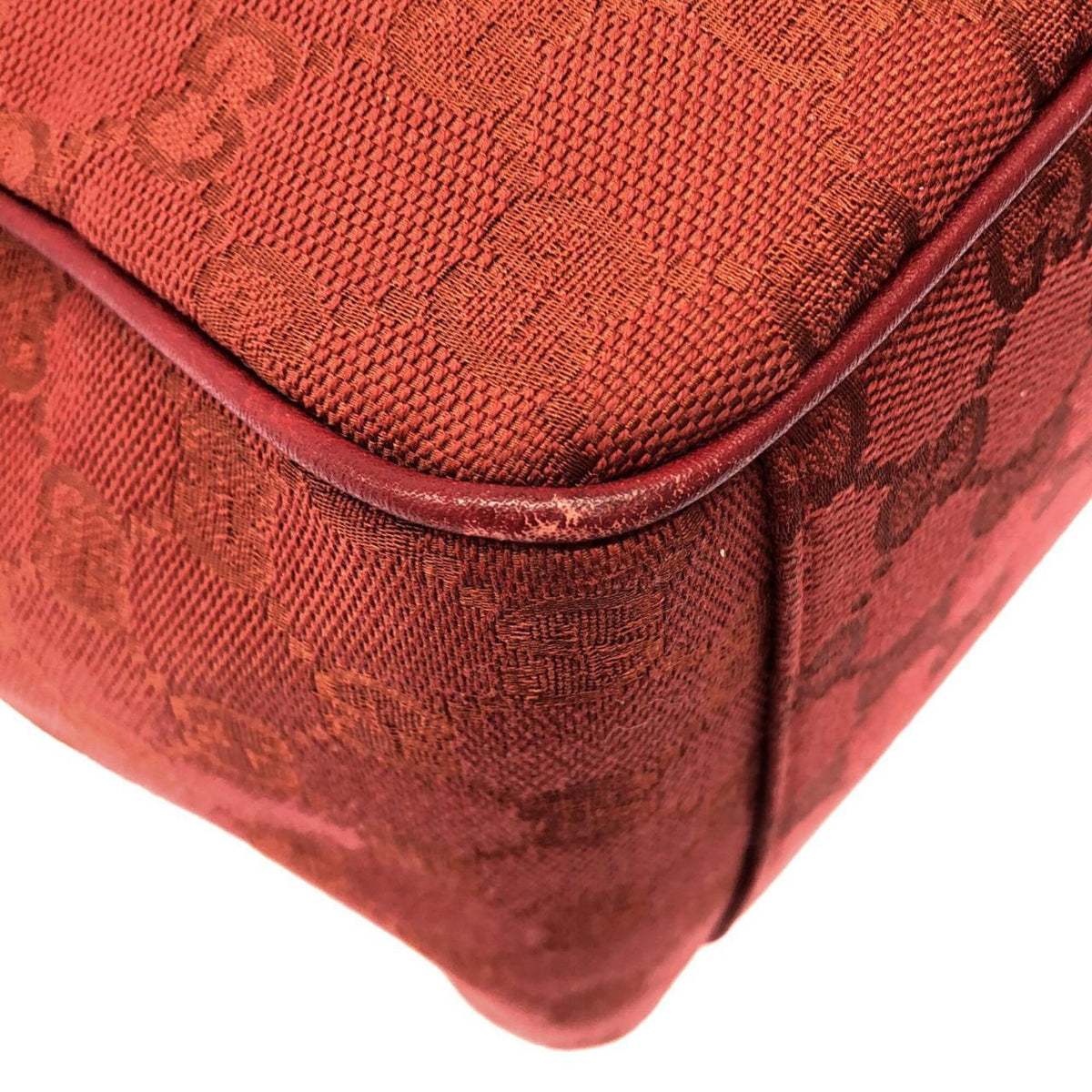 Gucci Red Color Gg Canvas Leather Handbag (Pre-Owned)