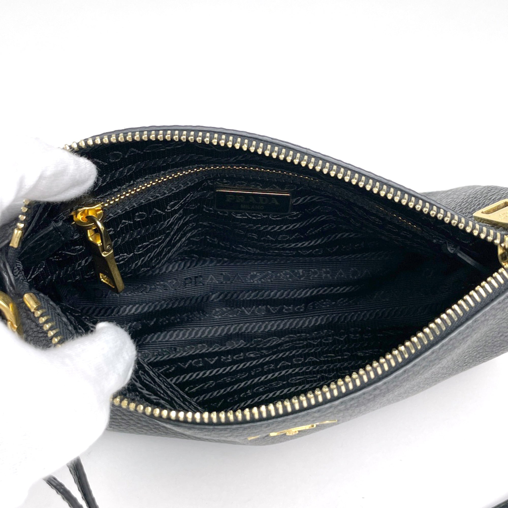 Prada Black Leather Handbag Pouch (Pre-Owned)