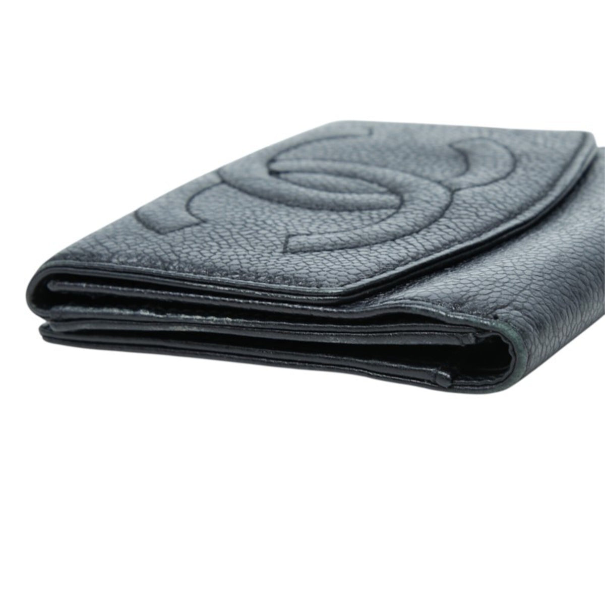 Chanel Black Grained Calfskin Wallet (Bi-Fold) (Pre-Owned)