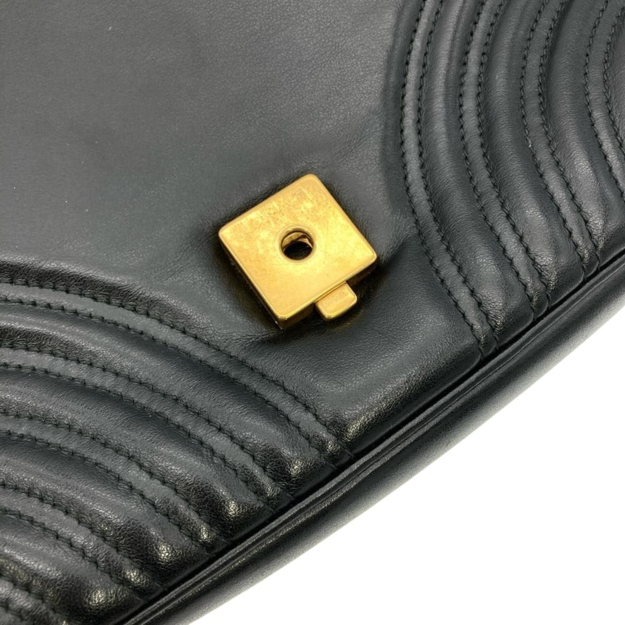 Gucci Gg Marmont Black Leather Handbag Shoulder Bag (Pre-Owned)