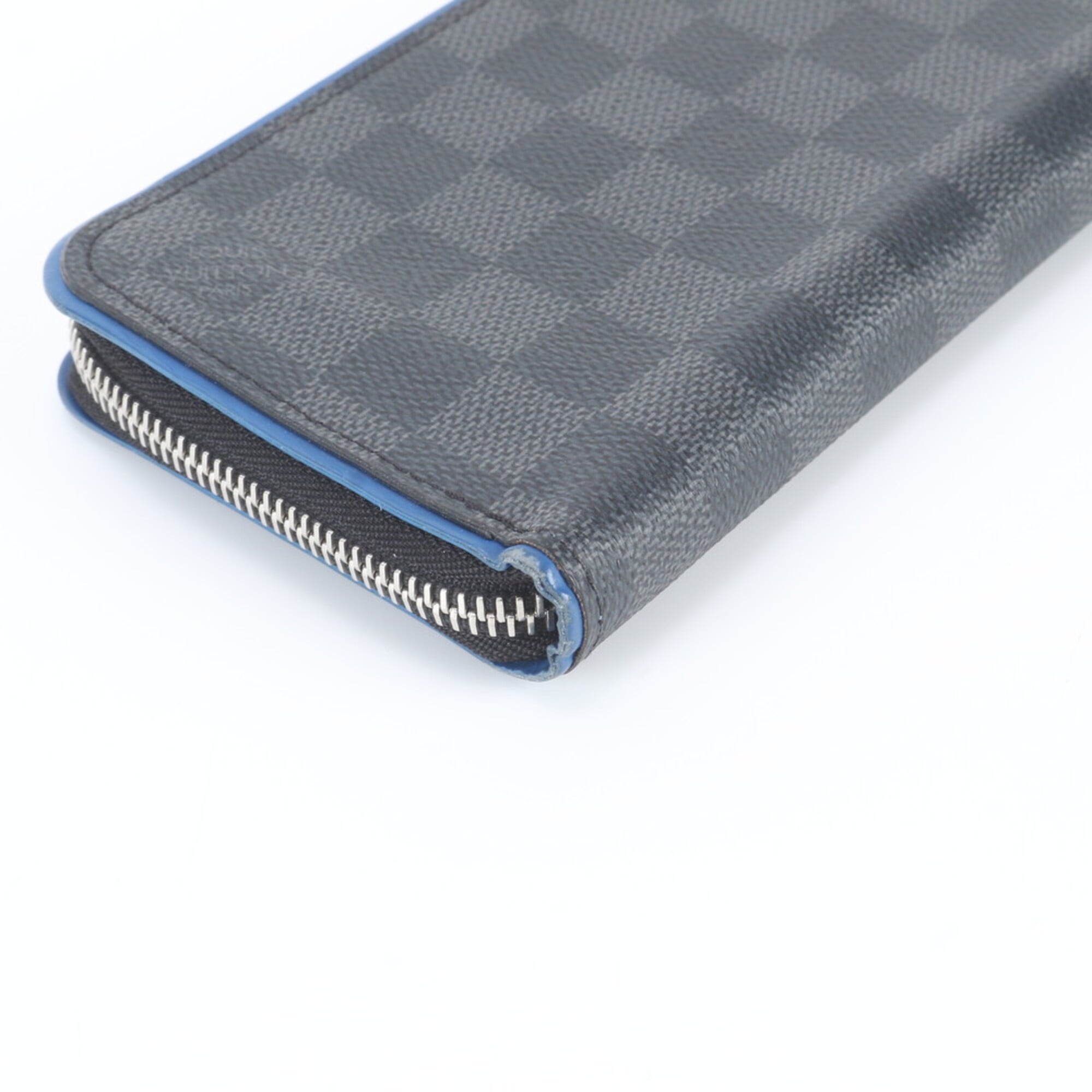 Louis Vuitton Black Blue Leather Coated Canvas Long Wallet (Bi-Fold) (Pre-Owned)