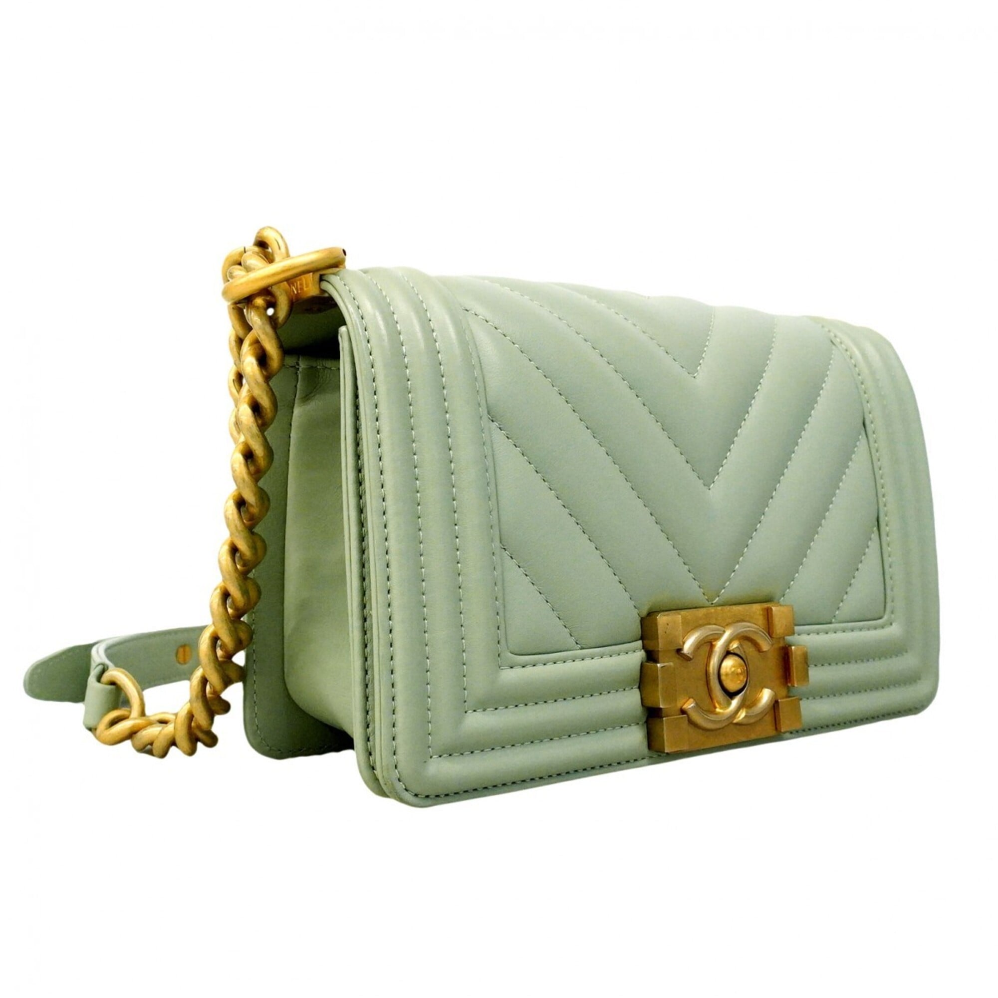 Chanel Light Green Leather Shoulder Bag (Pre-Owned)