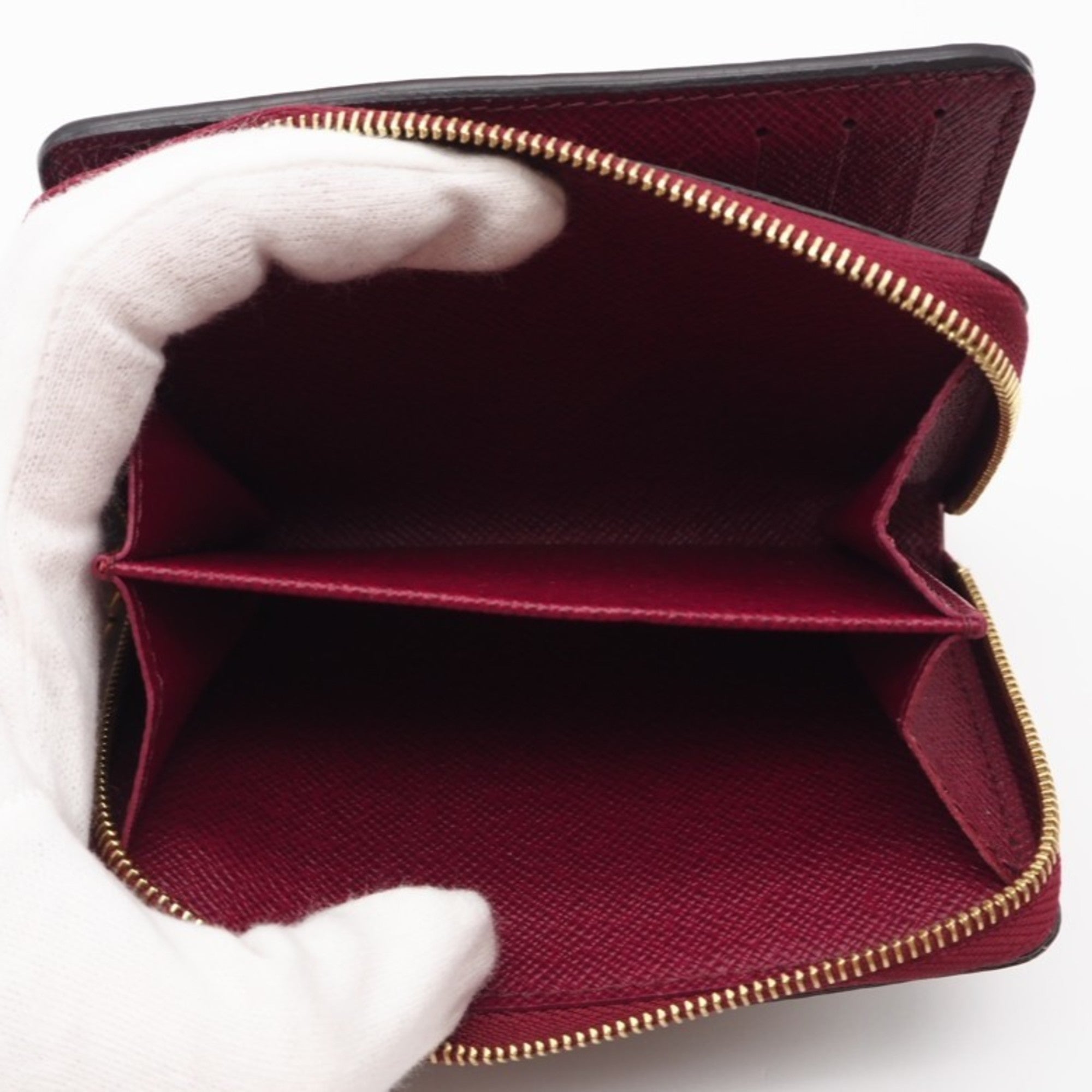 Louis Vuitton Monogram Brown Fuchsia Red Color Coated Canvas Wallet (Bi-Fold) (Pre-Owned)