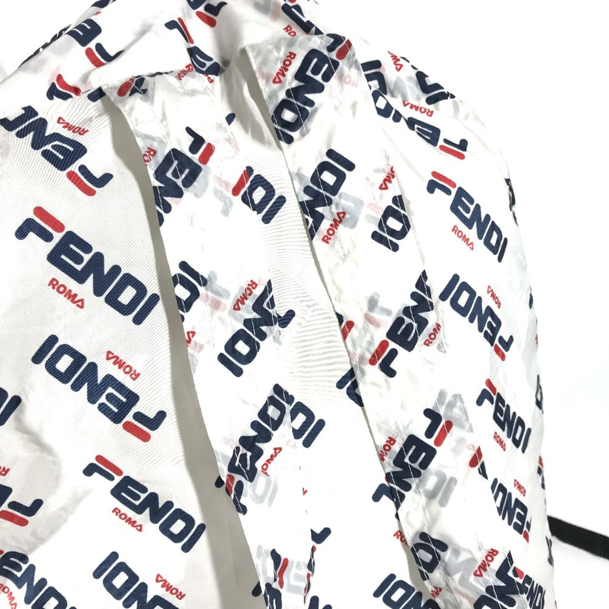 Fendi Navy Red Color White Nylon Backpack (Pre-Owned)