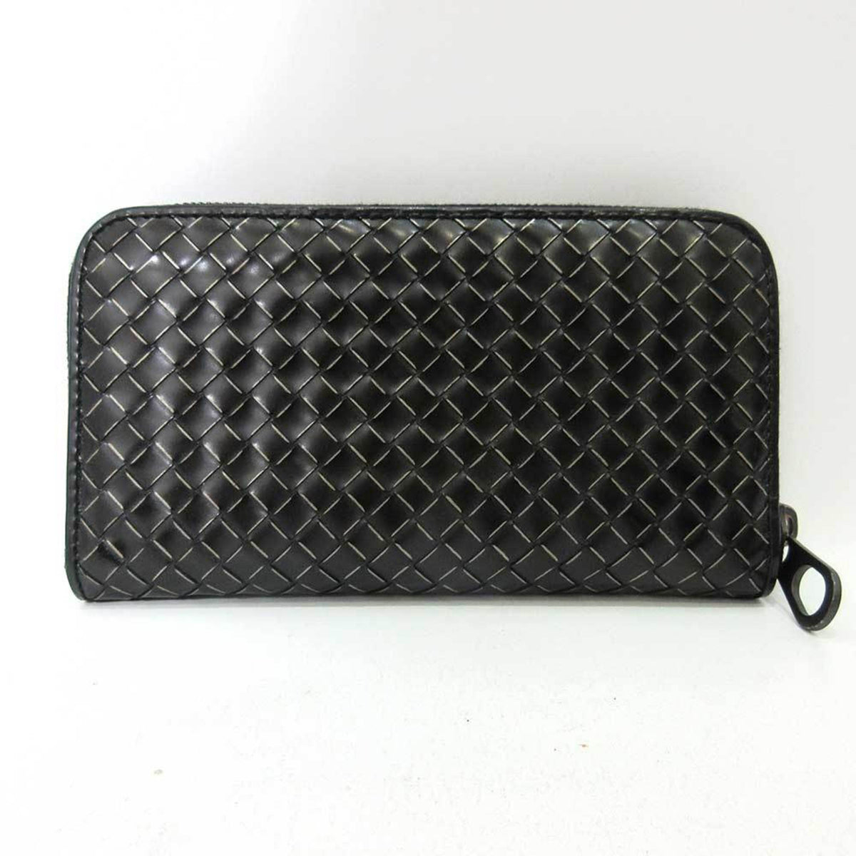 Bottega Veneta Intrecciato Black Leather Long Wallet (Bi-Fold) (Pre-Owned)
