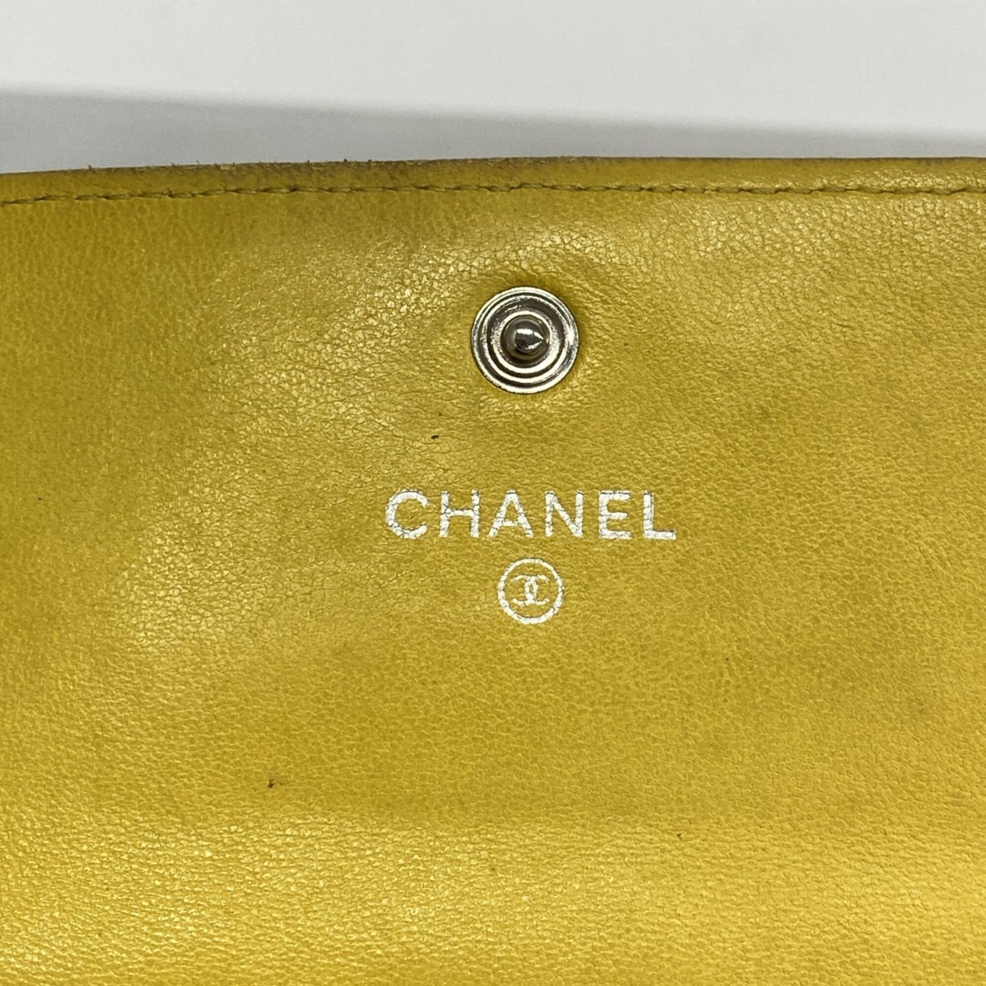 Chanel Yellow Leather Long Wallet (Bi-Fold) (Pre-Owned)