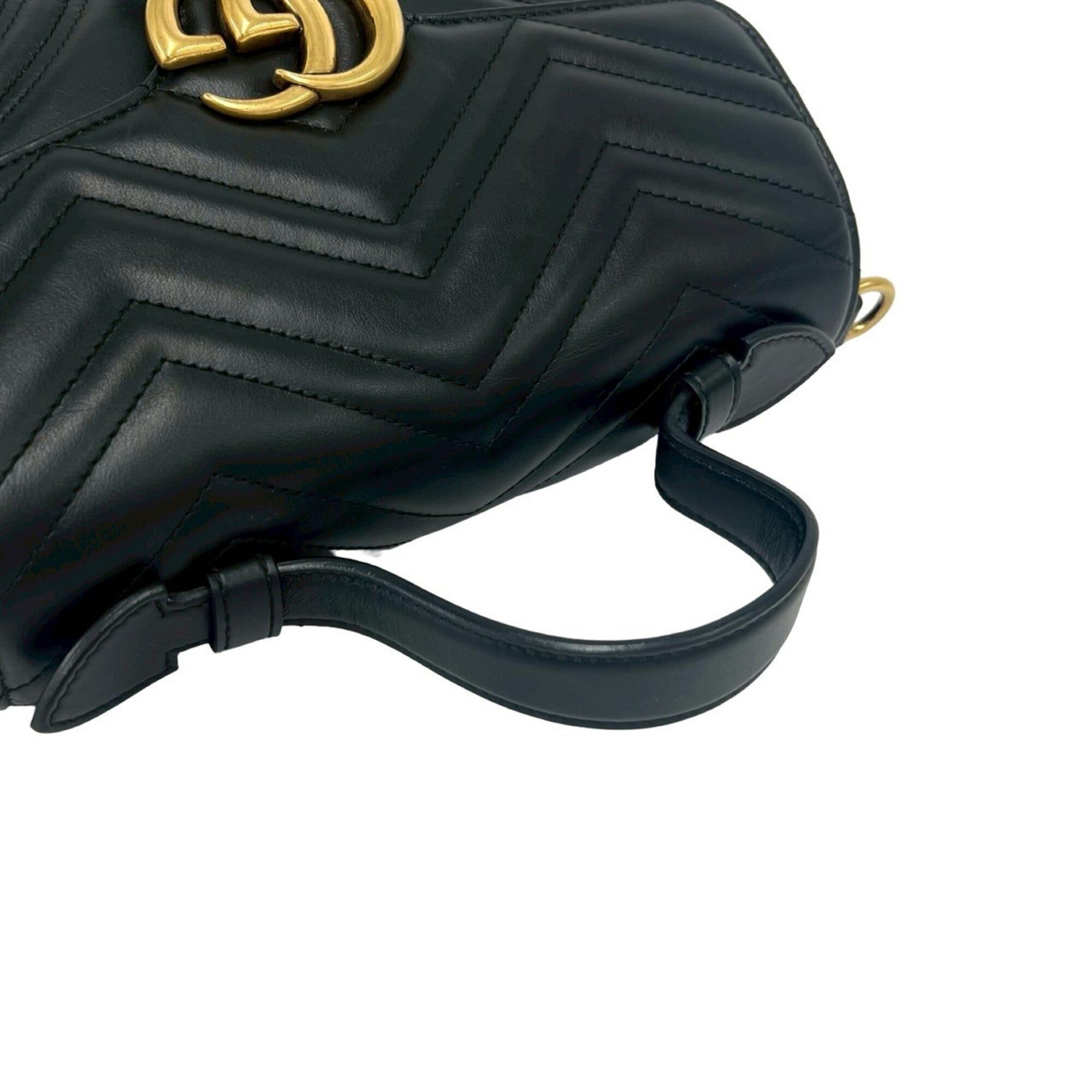 Gucci Black Leather Handbag Pochette Shoulder Bag (Pre-Owned)