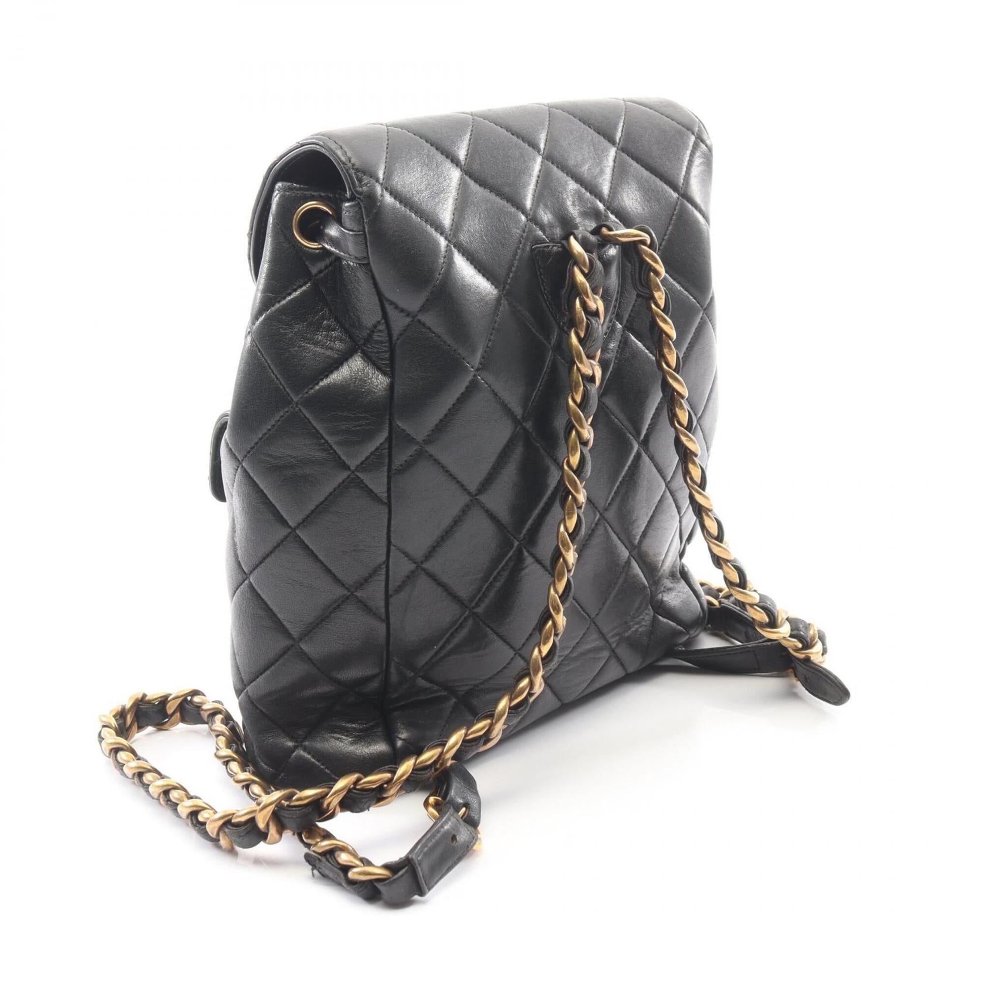 Chanel Matelasse Black Leather Backpack (Pre-Owned)