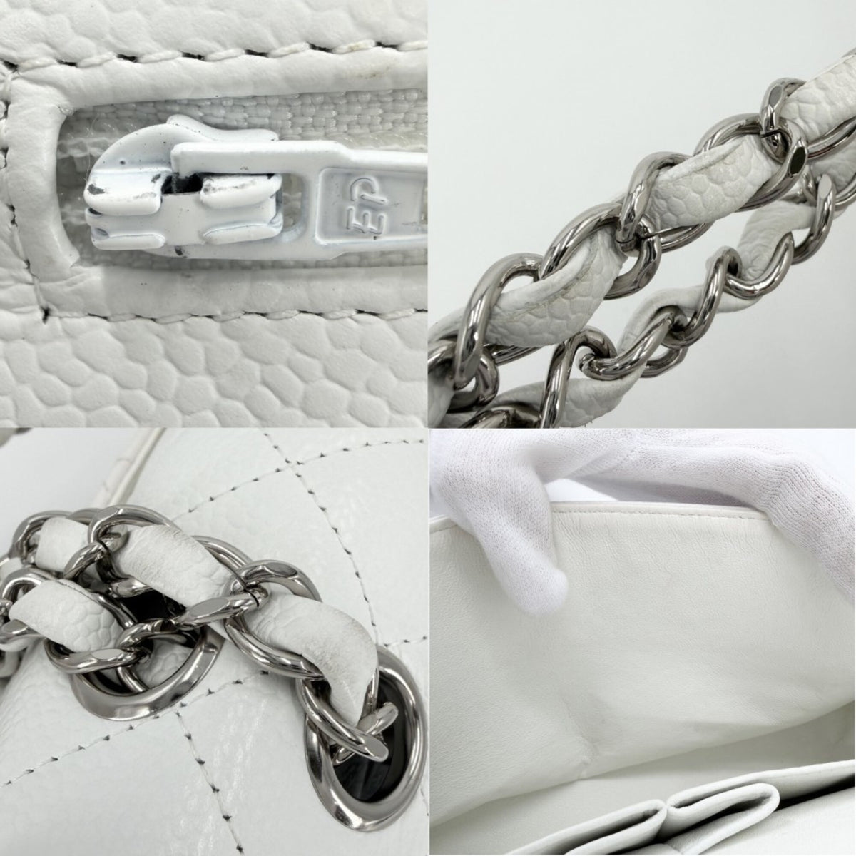 Chanel White Grained Calfskin Shoulder Bag (Pre-Owned)
