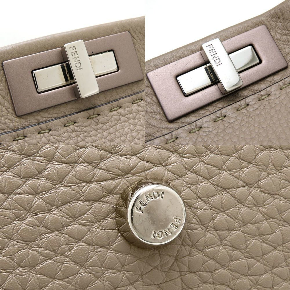 Fendi Grayish Leather Handbag (Pre-Owned)
