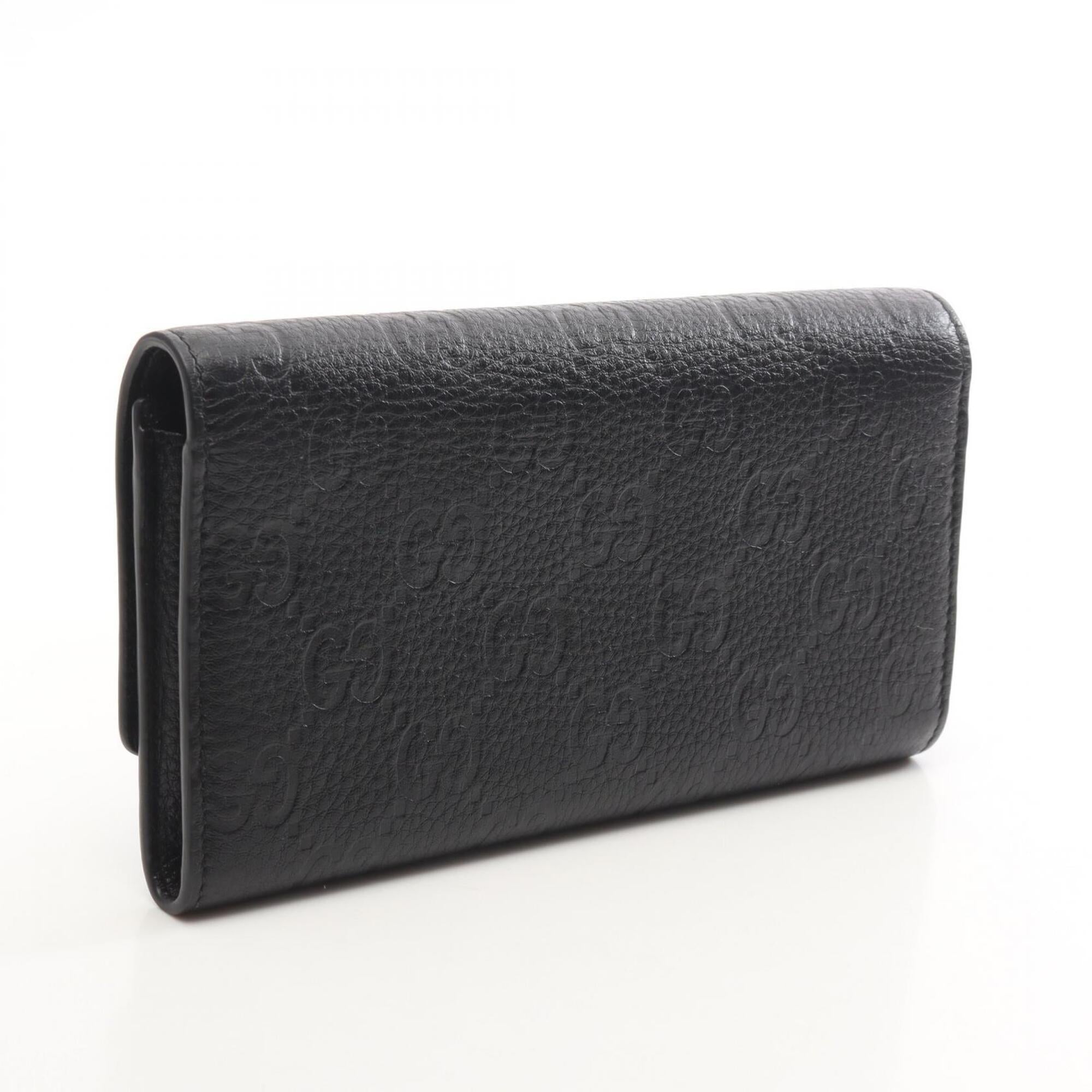 Gucci Black Leather Long Wallet (Bi-Fold) (Pre-Owned)