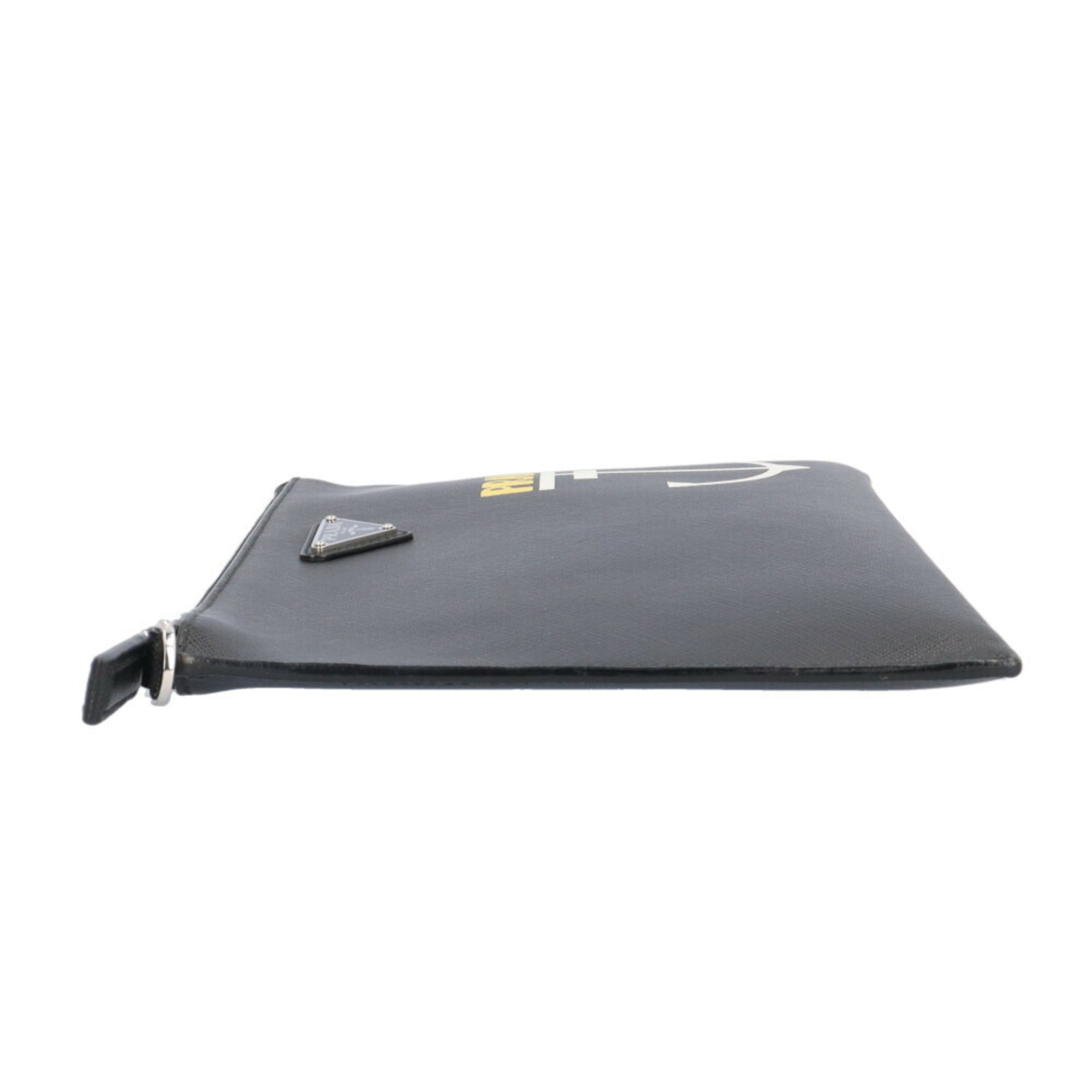 Prada Saffiano Black Nero Leather Clutch Bag (Pre-Owned)
