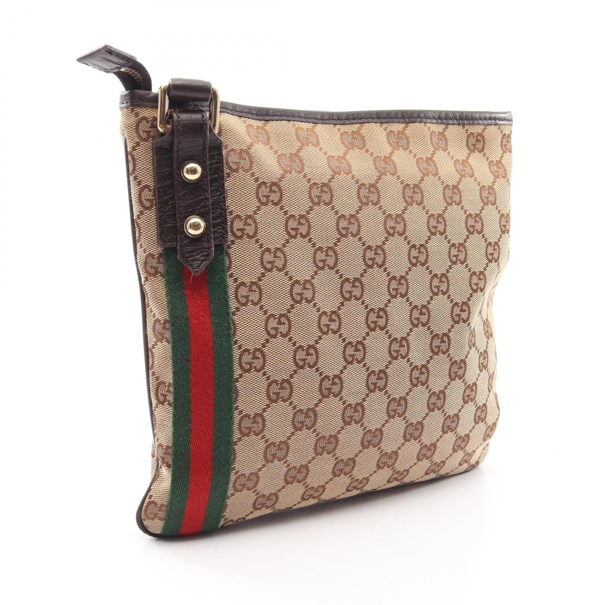 Gucci Beige Brown Multi-Color Canvas Leather Handbag Shoulder Bag (Pre-Owned)