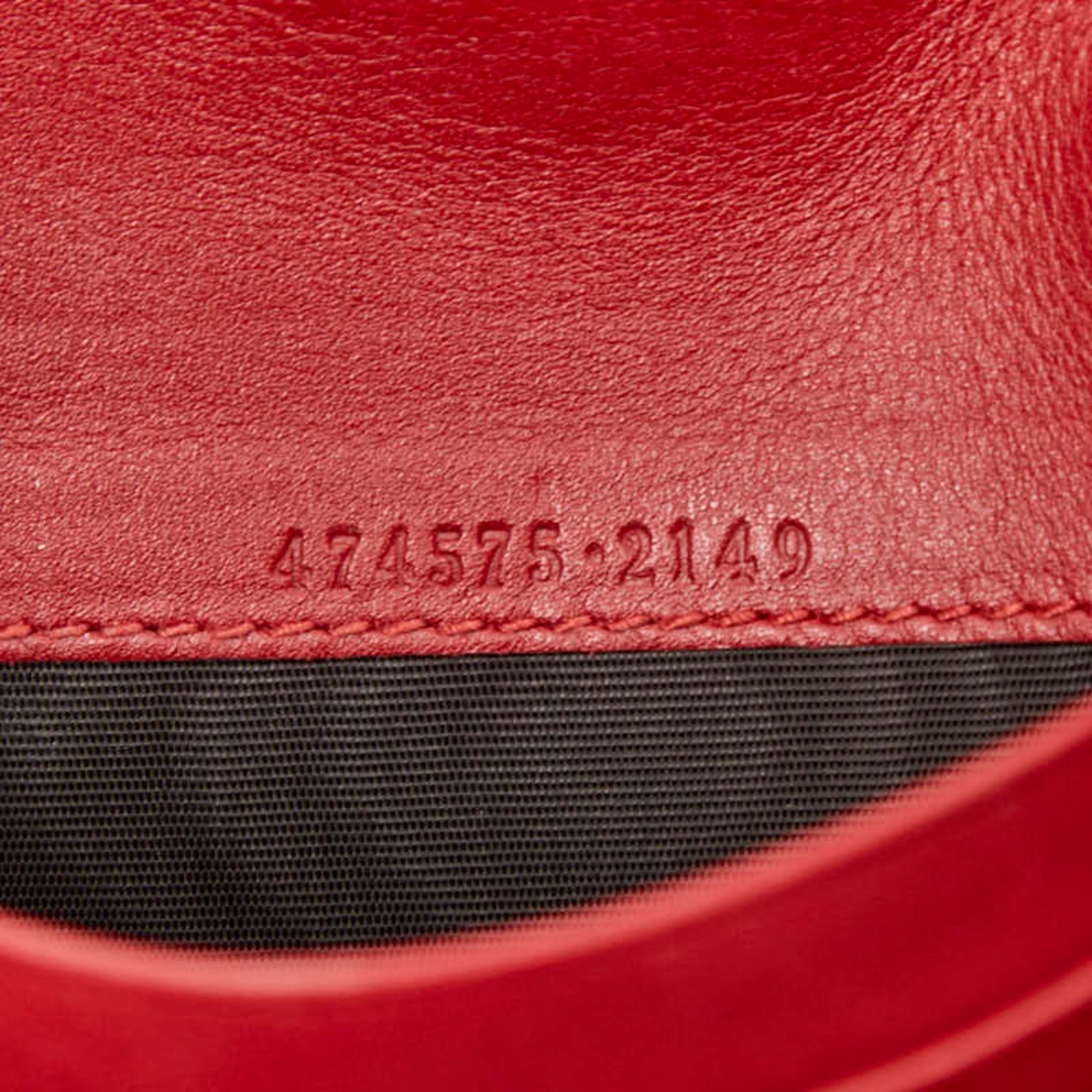 Gucci Red Color Leather Shoulder Bag (Pre-Owned)