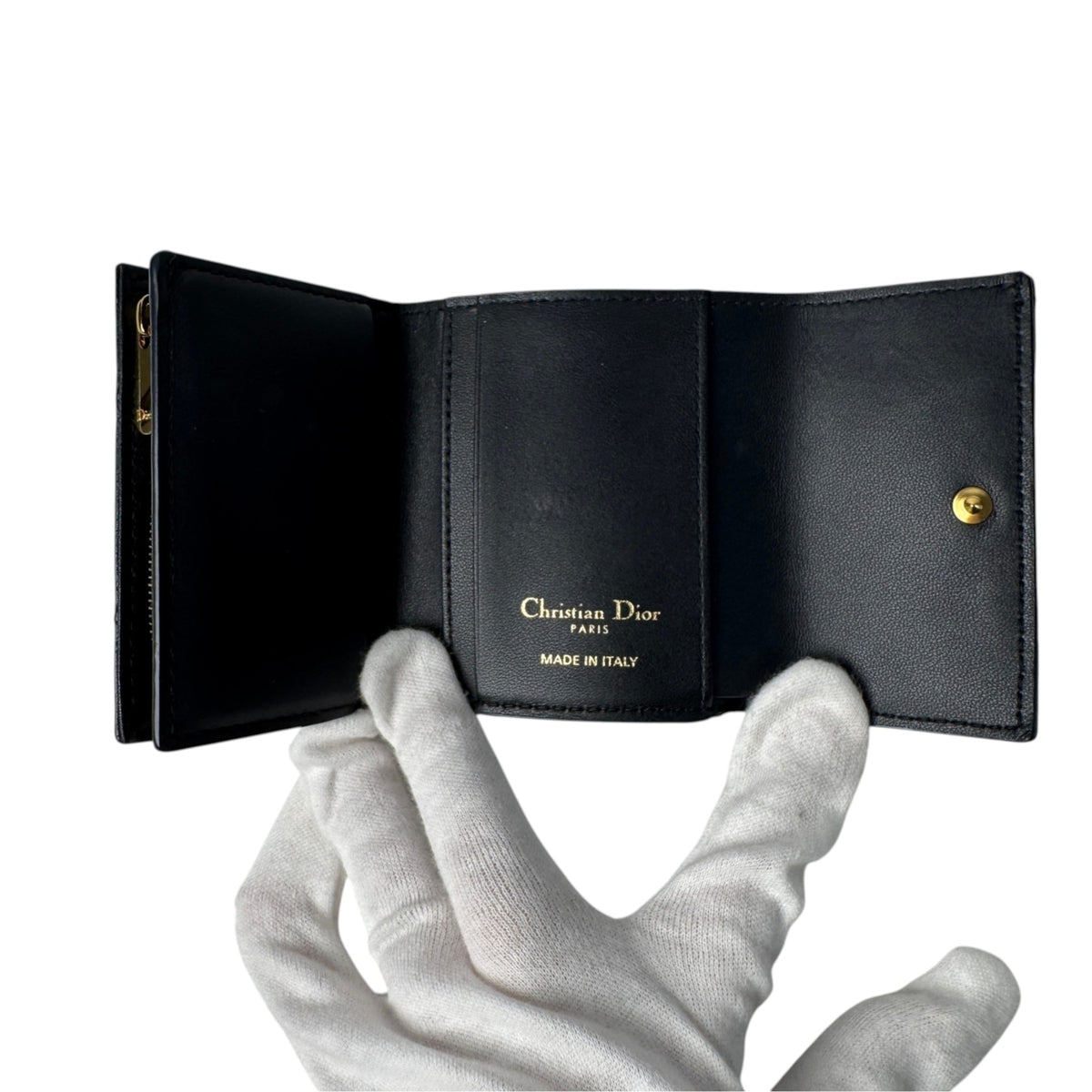 Christian Dior Black Leather Wallet (Tri-Fold) (Pre-Owned)