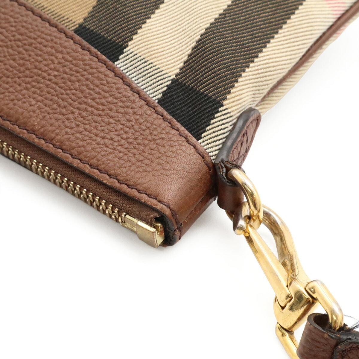 Burberry Beige Black Brown Leather Clutch Bag Pochette Shoulder Bag (Pre-Owned)