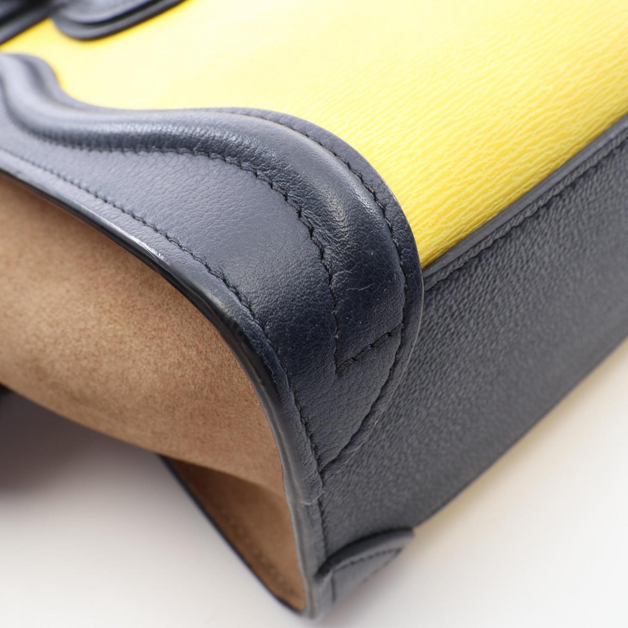 Celine Gray Navy Yellow Leather Handbag (Pre-Owned)