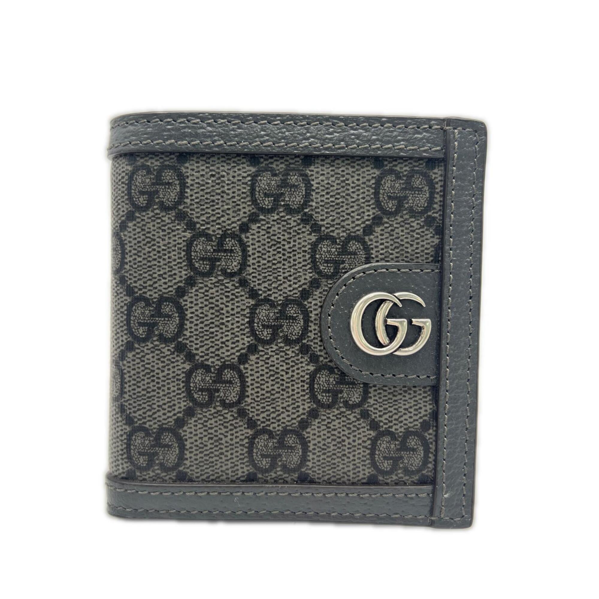Gucci Gg Supreme Gray Coated Canvas Leather Wallet (Bi-Fold) (Pre-Owned)
