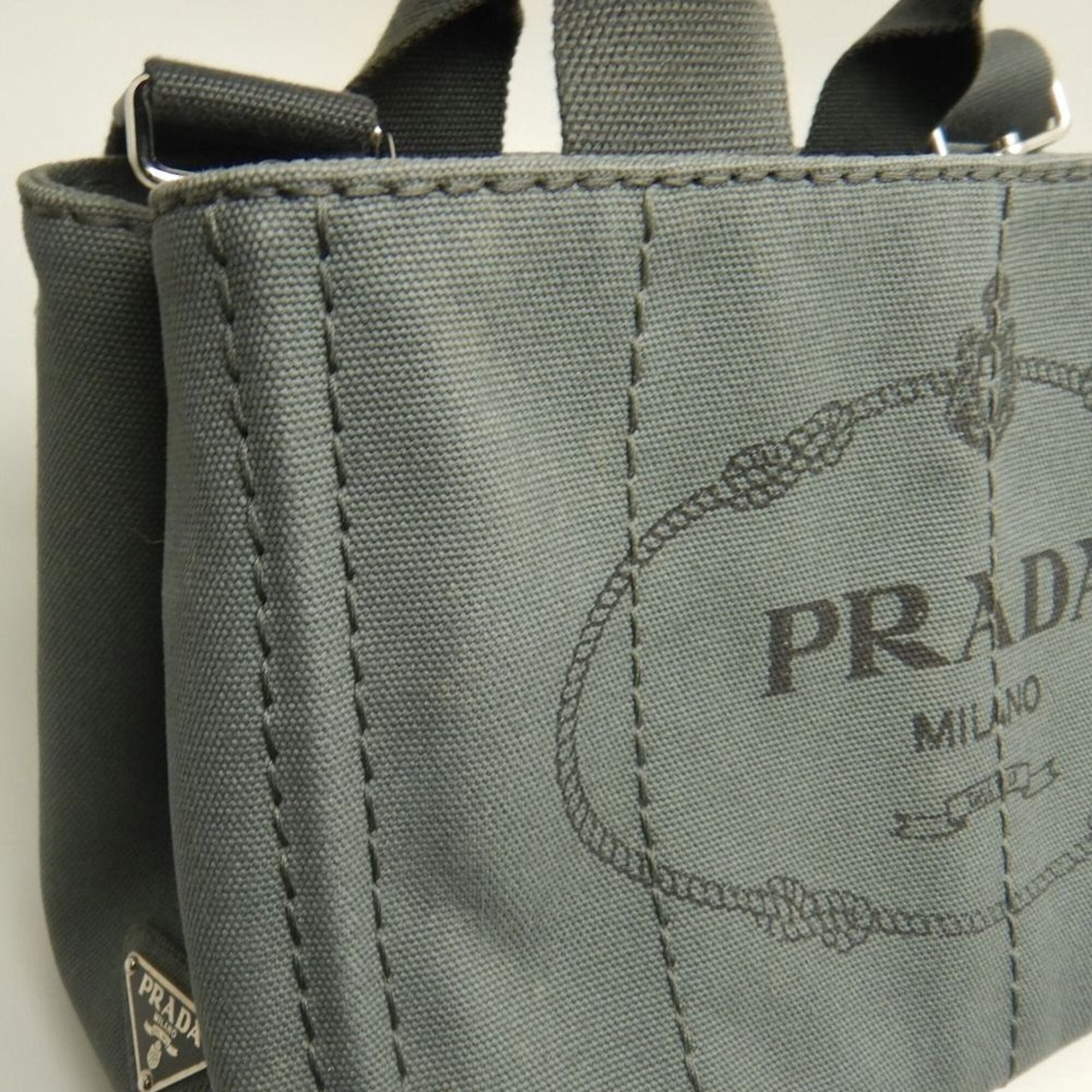Prada Canapa Ardesia Canvas Tote Bag (Pre-Owned)