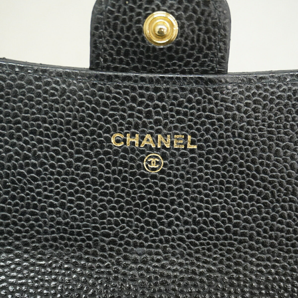 Chanel Black Grained Calfskin Long Wallet (Bi-Fold) (Pre-Owned)
