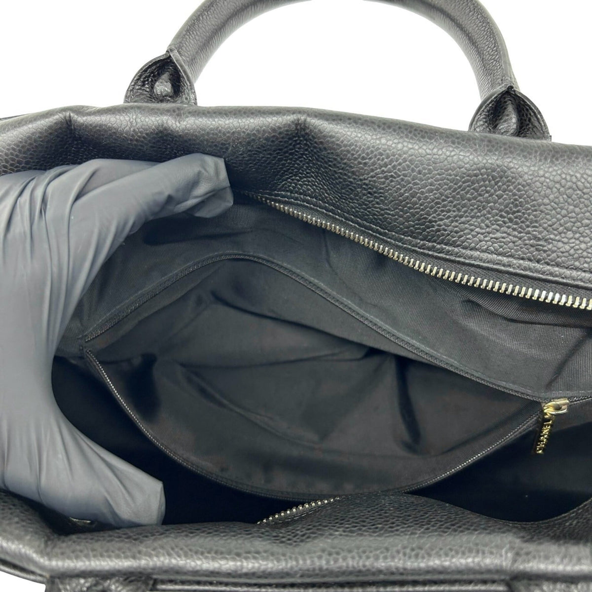 Chanel Black Grained Calfskin Boston Bag Handbag (Pre-Owned)