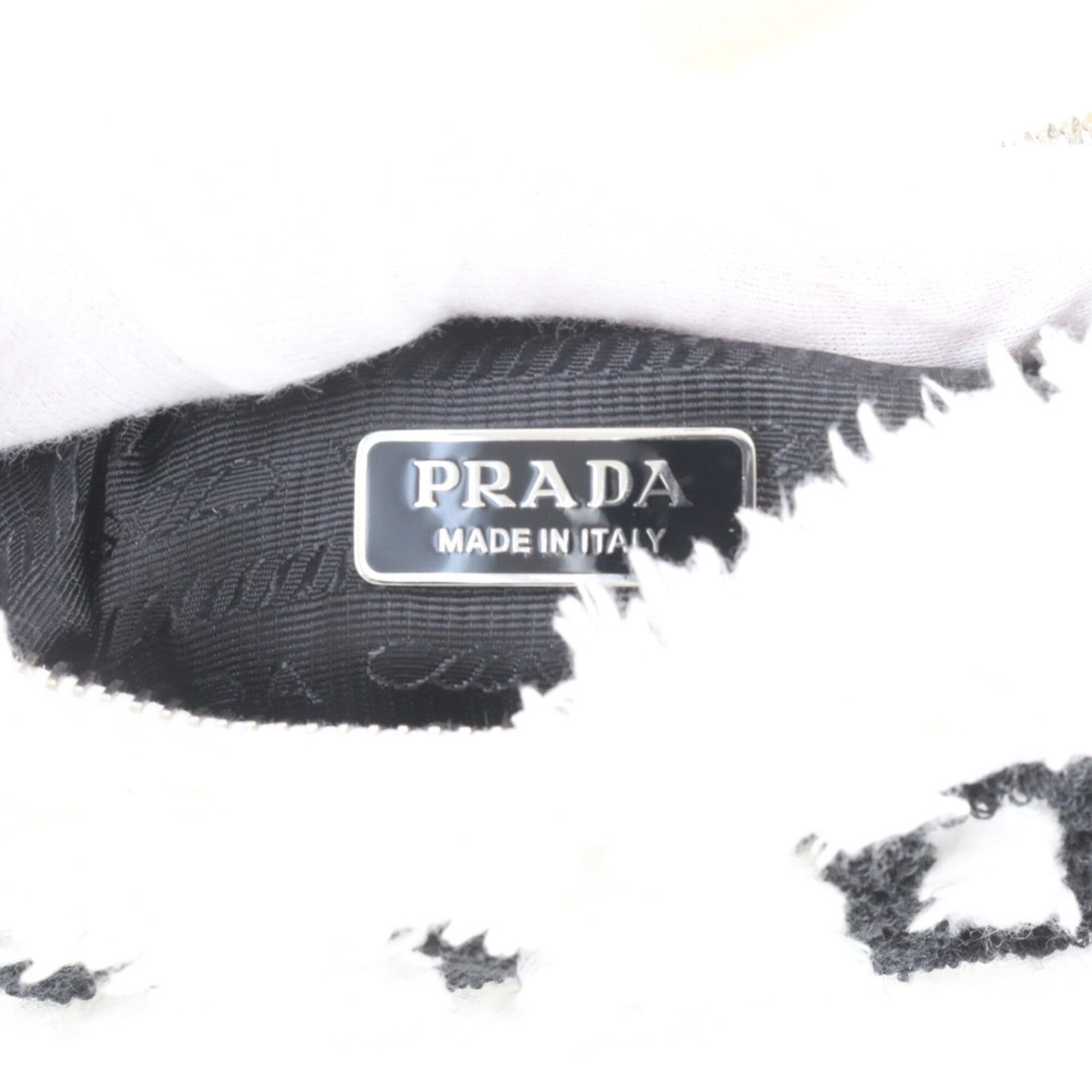 Prada Black White Leather Shoulder Bag (Pre-Owned)