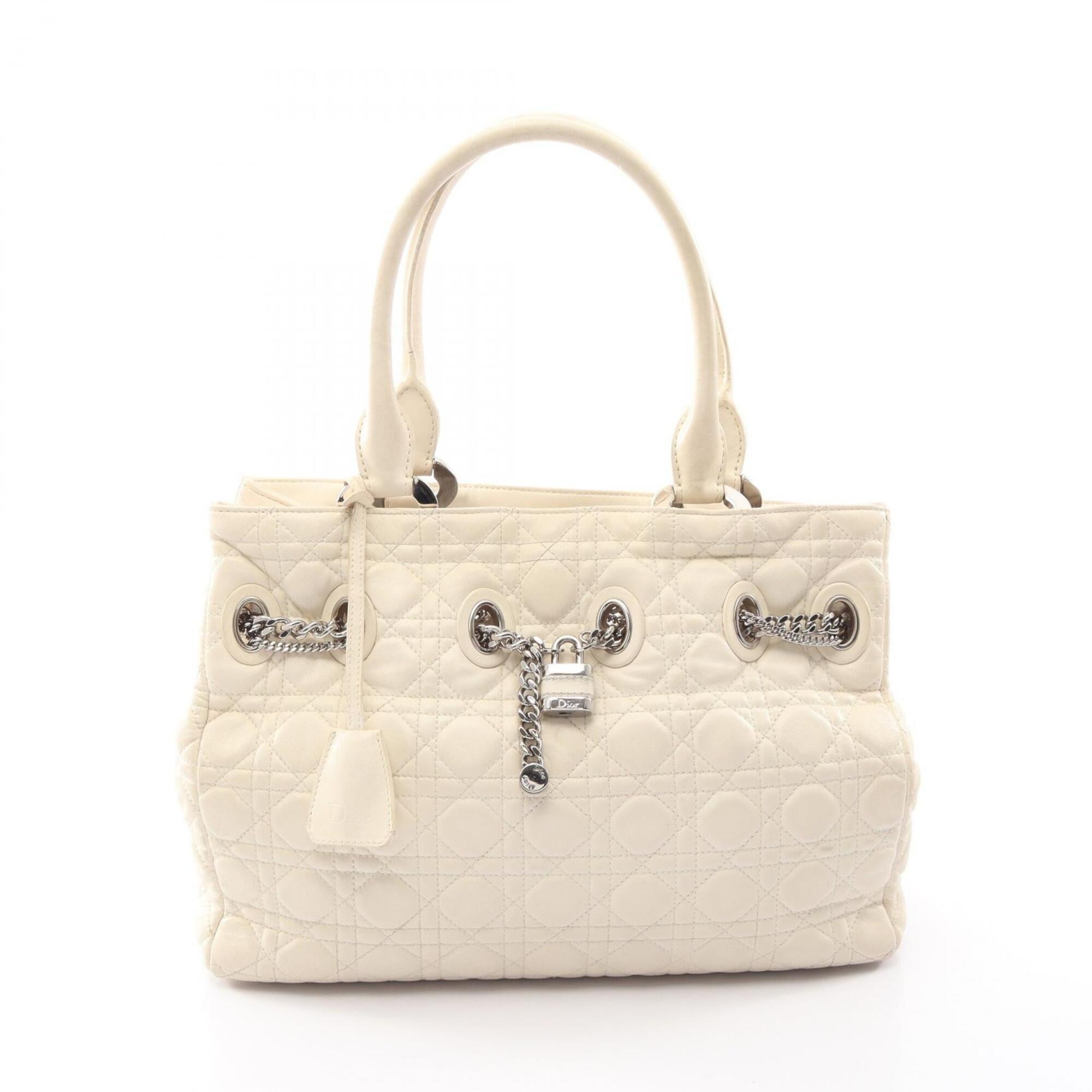 Christian Dior White Leather Handbag Tote Bag (Pre-Owned)