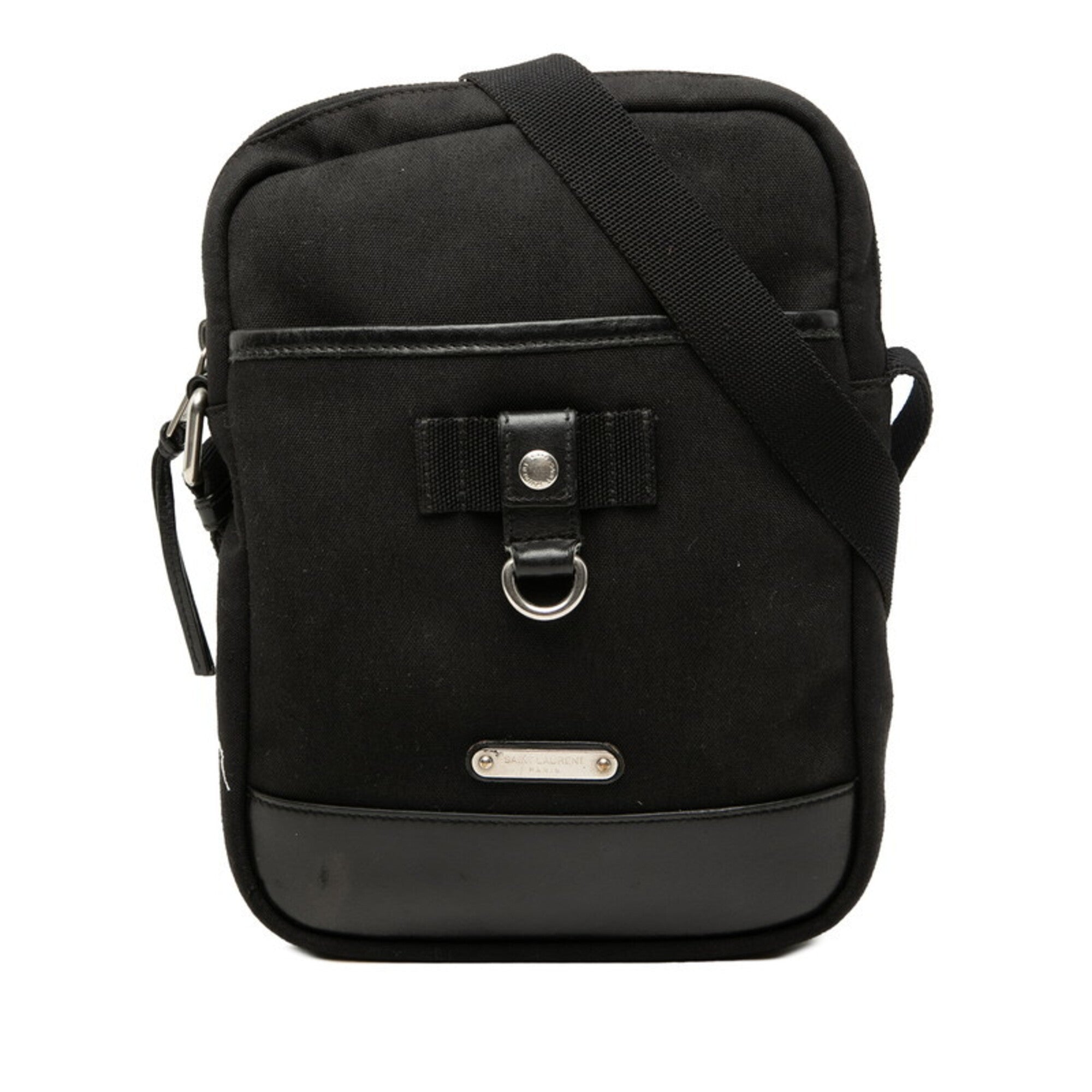 Saint Laurent Black Canvas Leather Shoulder Bag (Pre-Owned)