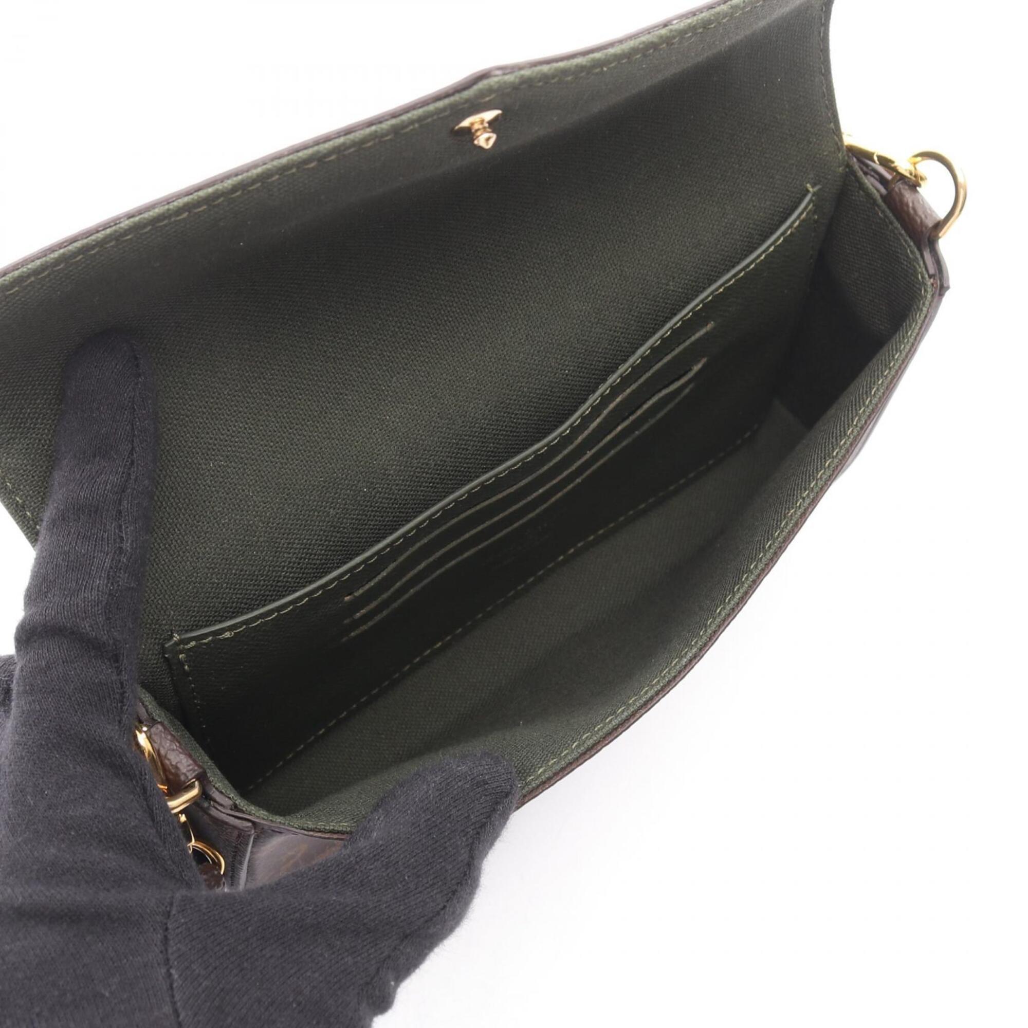 Louis Vuitton Brown Green Coated Canvas Handbag Pochette Shoulder Bag (Pre-Owned)
