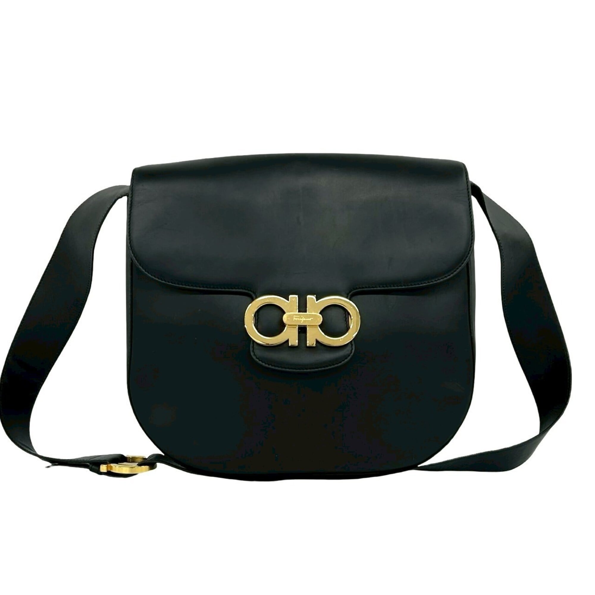 Salvatore Ferragamo Black Leather Pochette Shoulder Bag (Pre-Owned)