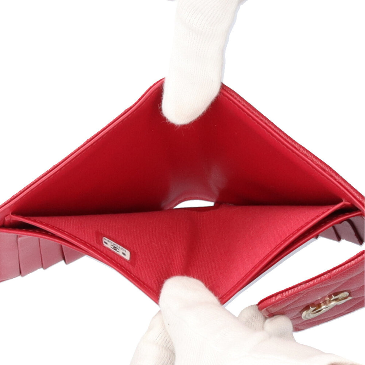 Chanel Matelasse Red Color Grained Calfskin Wallet (Tri-Fold) (Pre-Owned)