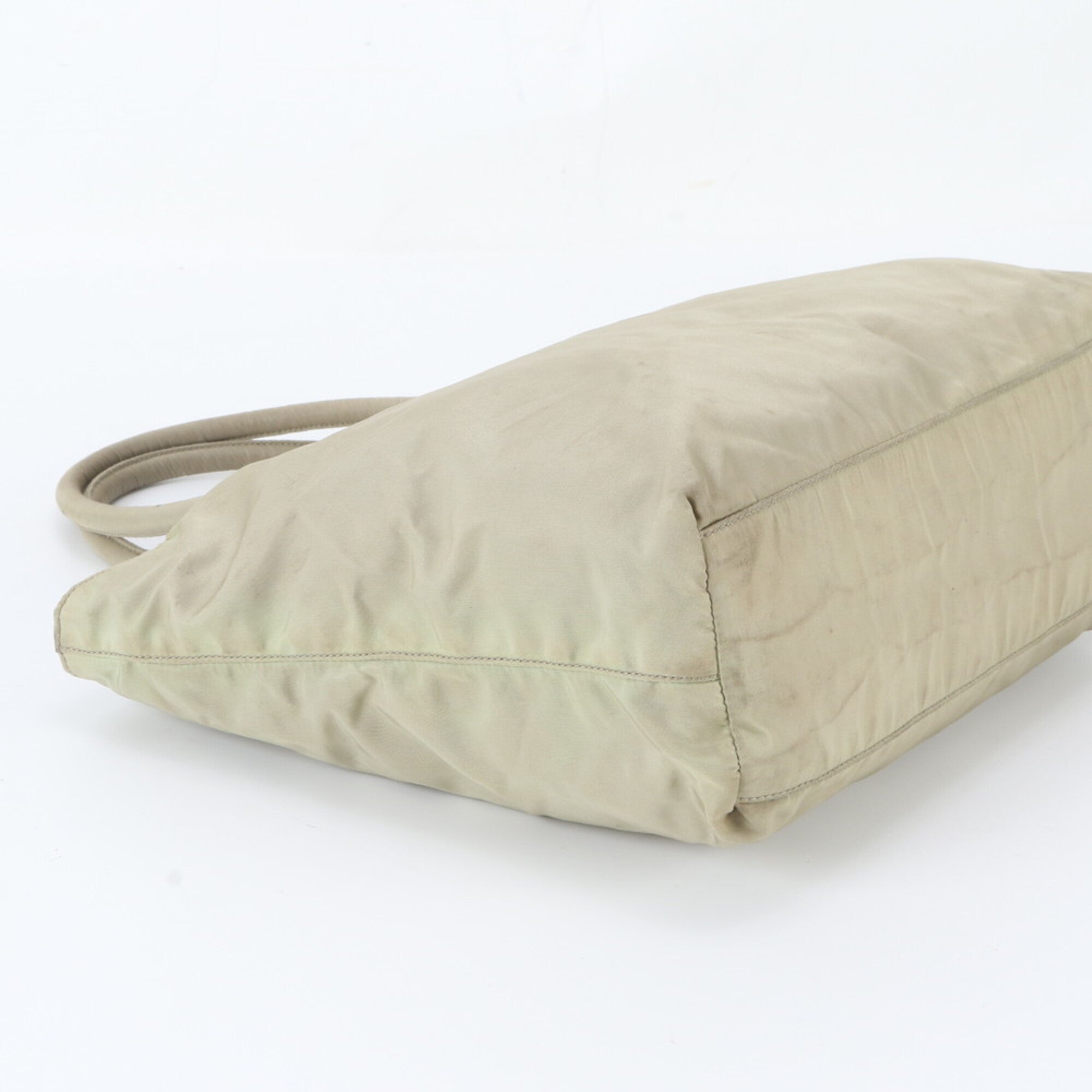 Prada Beige Nylon Handbag Tote Bag (Pre-Owned)