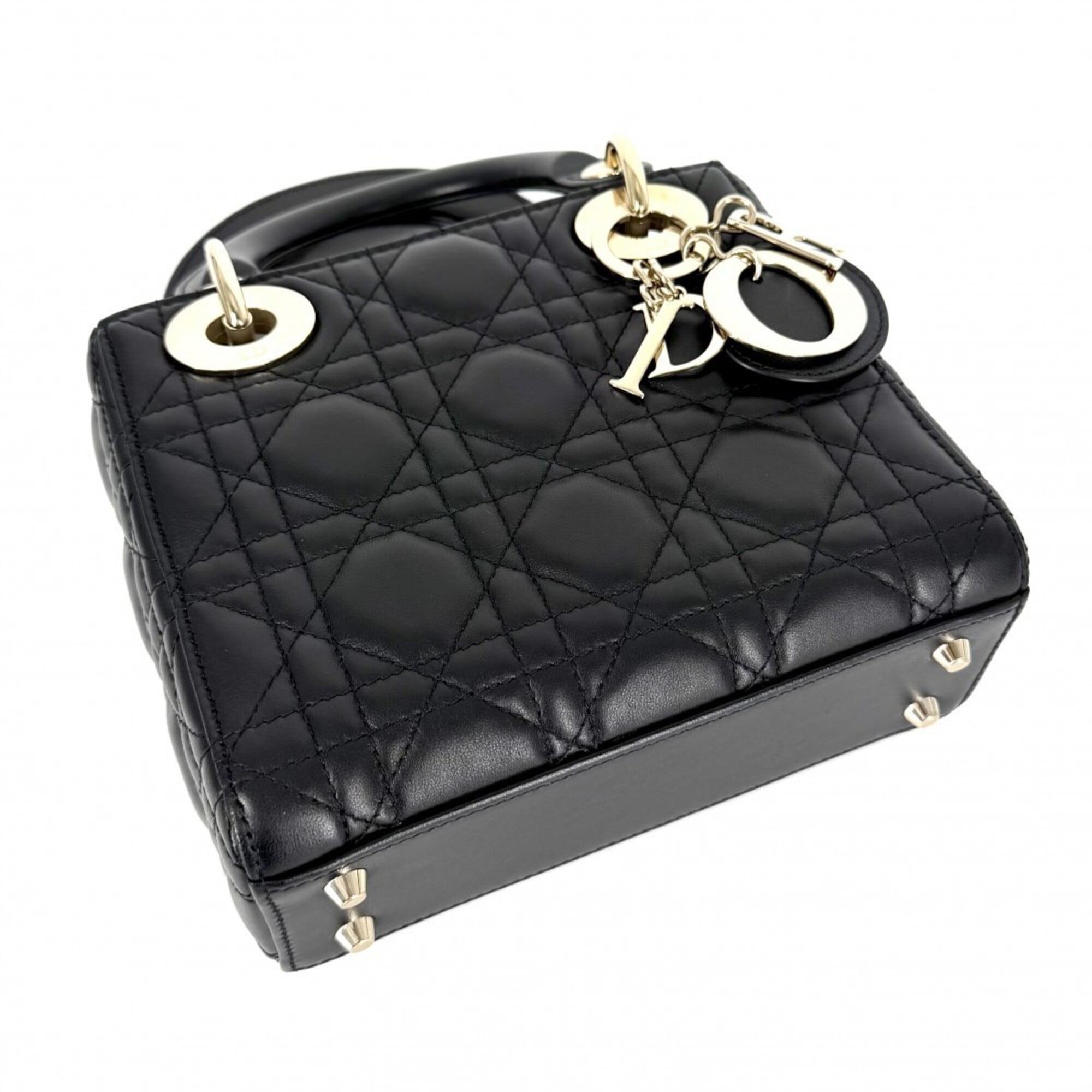 Christian Dior Black White Leather Handbag (Pre-Owned)