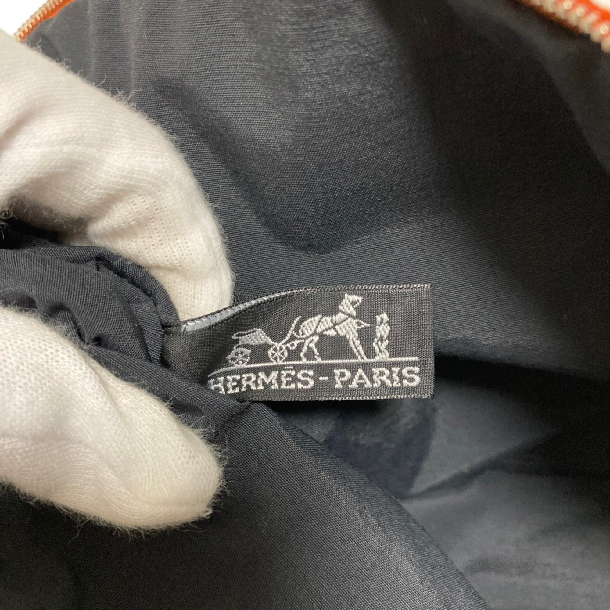 Hermes Bolide Orange Canvas Pouch (Pre-Owned)