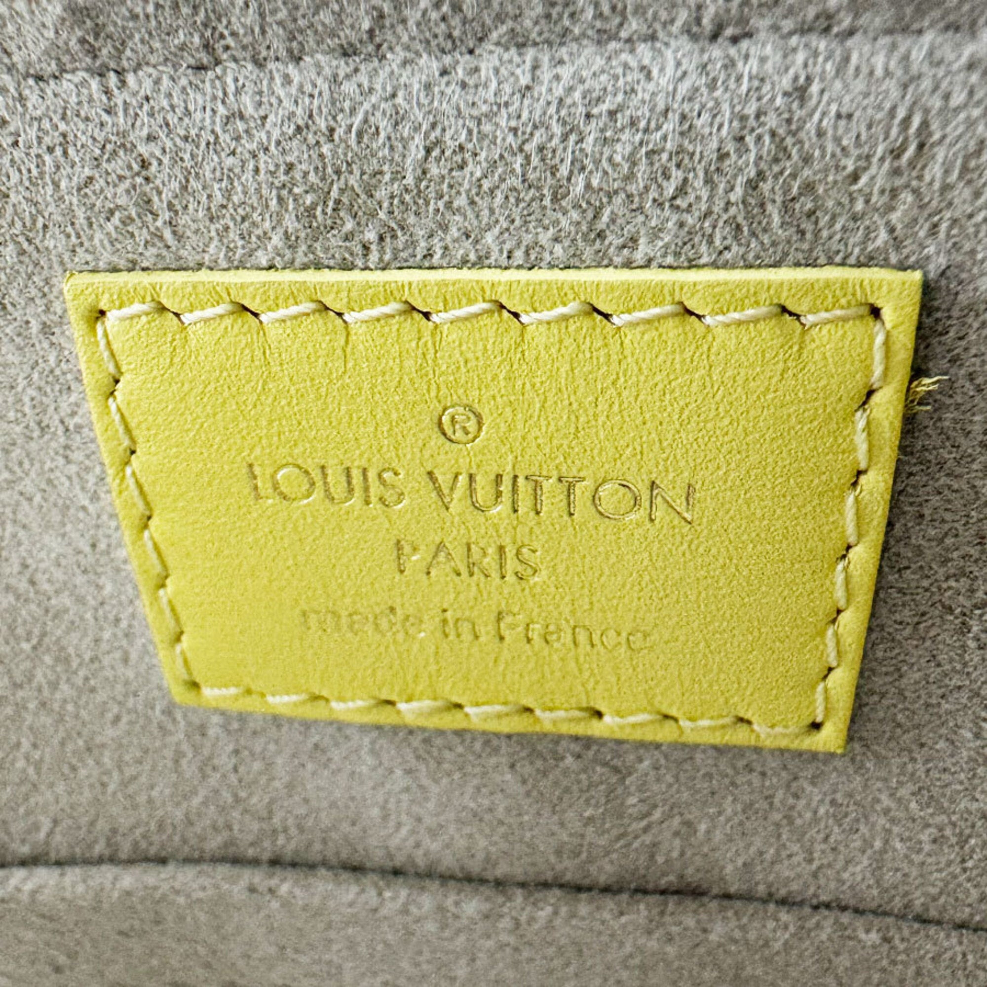 Louis Vuitton Grayish Yellow Canvas Leather Handbag Shoulder Bag (Pre-Owned)