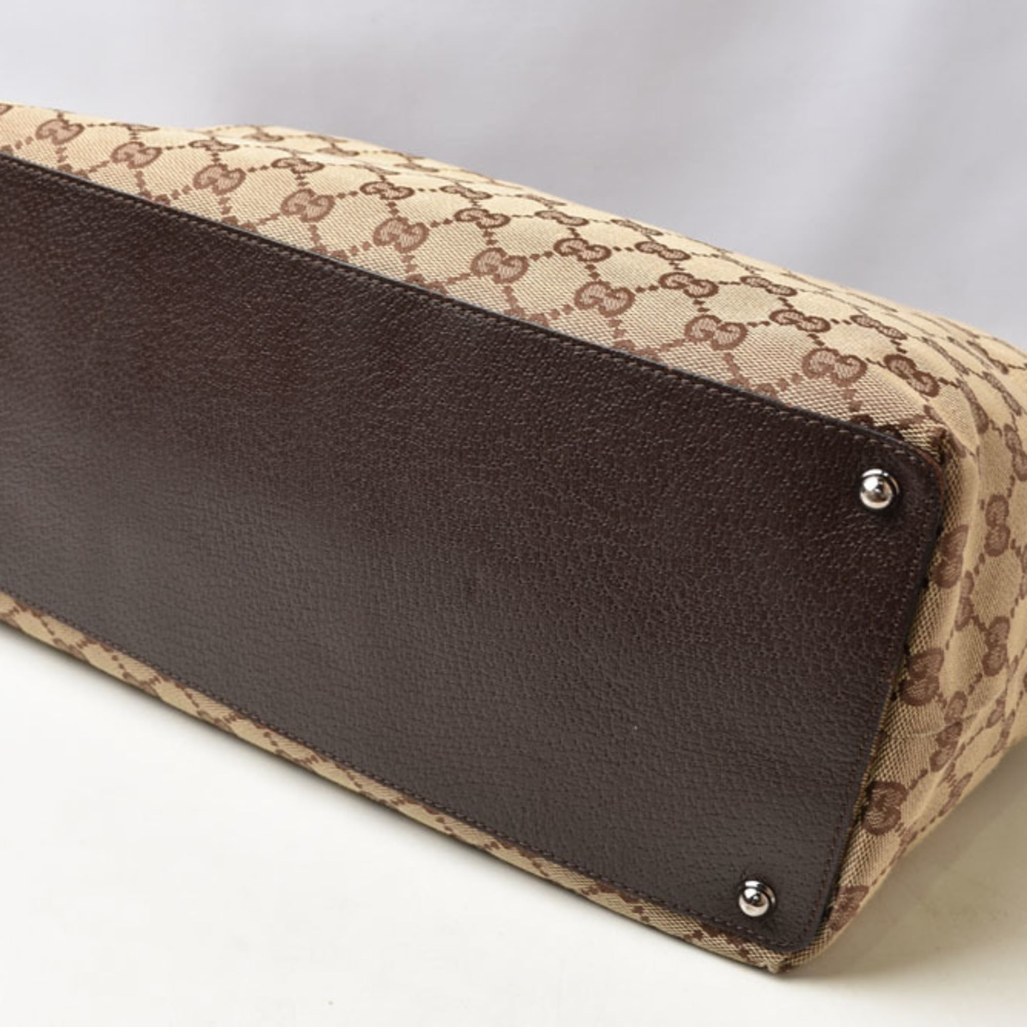 Gucci Beige Beige Brown Brown Gg Canvas Tote Bag (Pre-Owned)