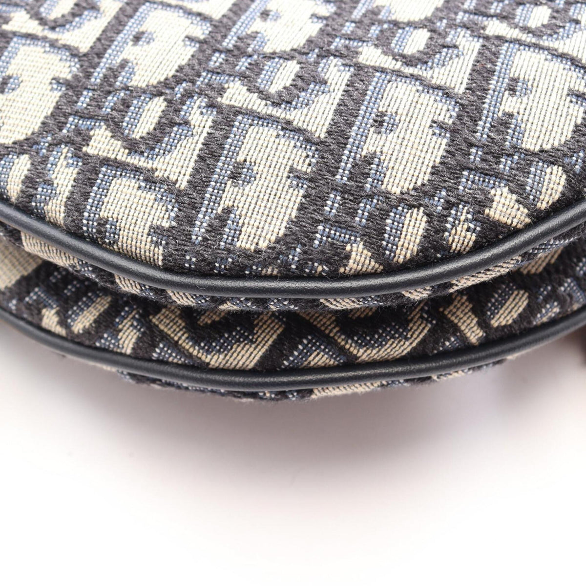 Christian Dior Beige Navy Canvas Leather Saddle Bag (Pre-Owned)