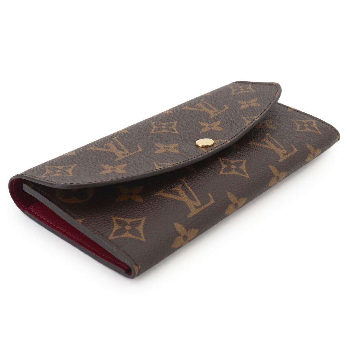 Louis Vuitton Brown Fuchsia Monogram Canvas Long Wallet (Bi-Fold) (Pre-Owned)