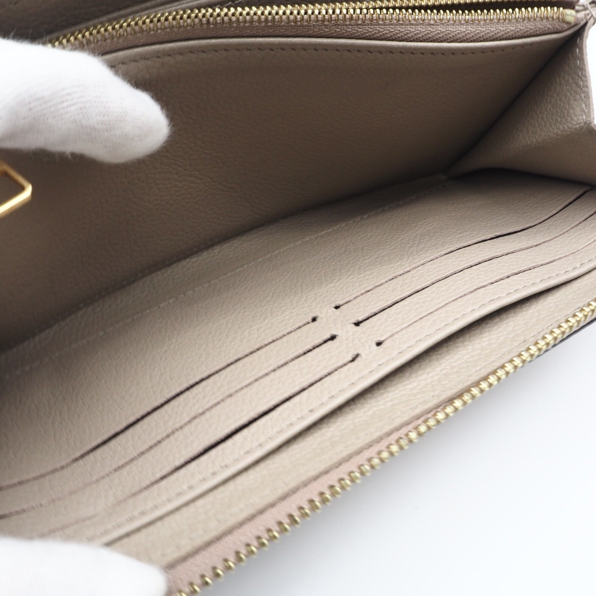 Louis Vuitton Monogram Empreinte Beige Leather Long Wallet (Bi-Fold) (Pre-Owned)
