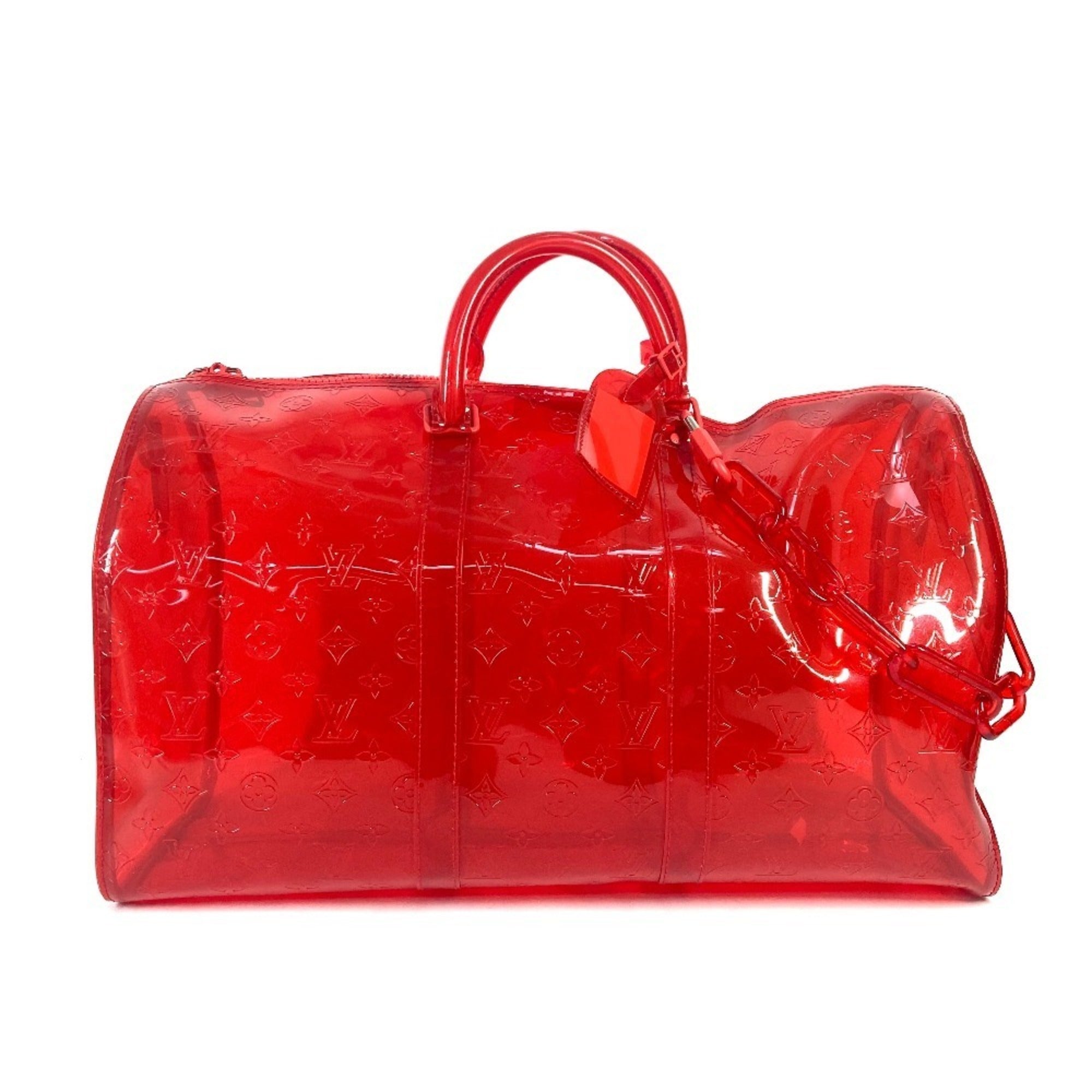 Louis Vuitton Red Color Vinyl Boston Bag Handbag Shoulder Bag (Pre-Owned)