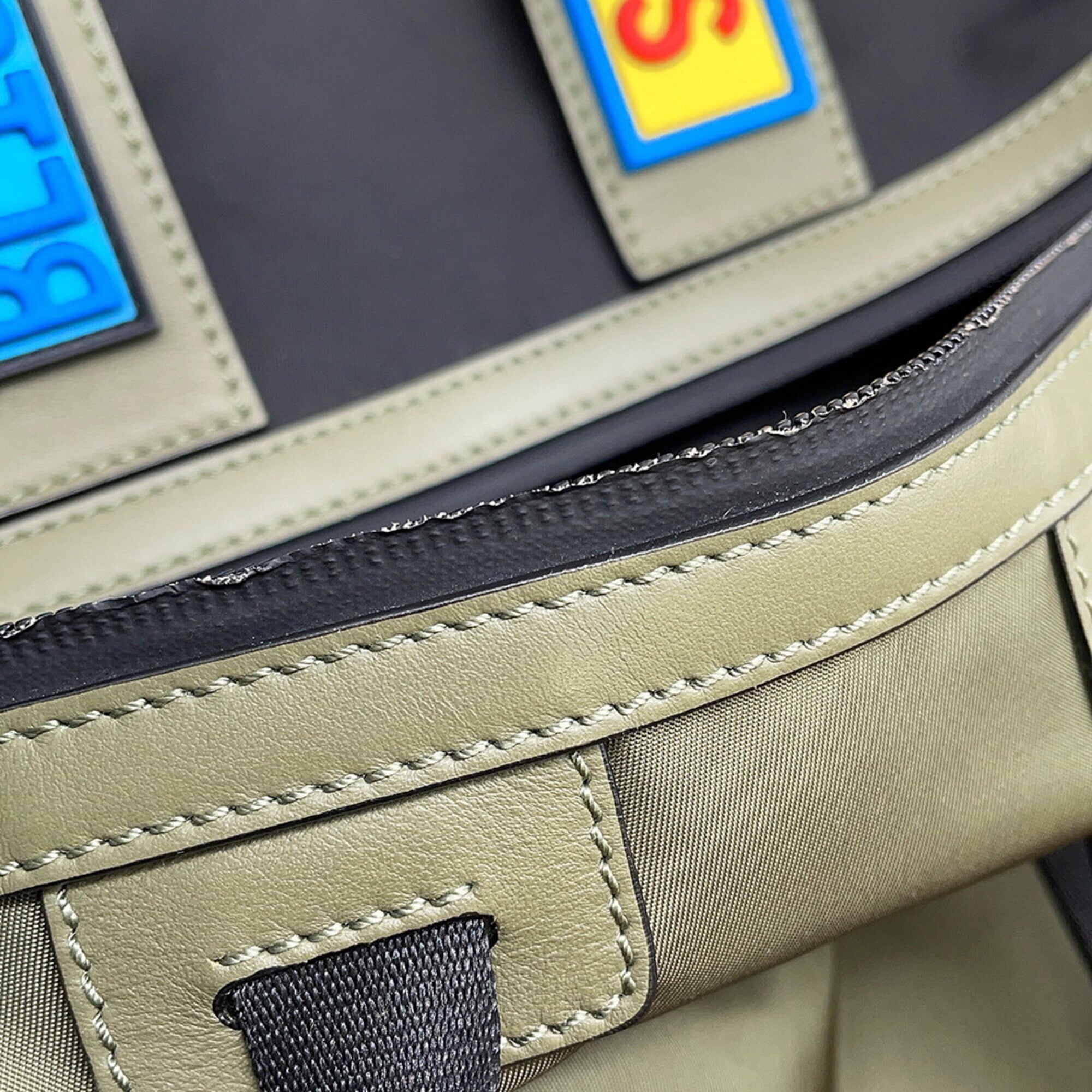 Fendi Khaki Multi-Color Nylon Leather Handbag (Pre-Owned)