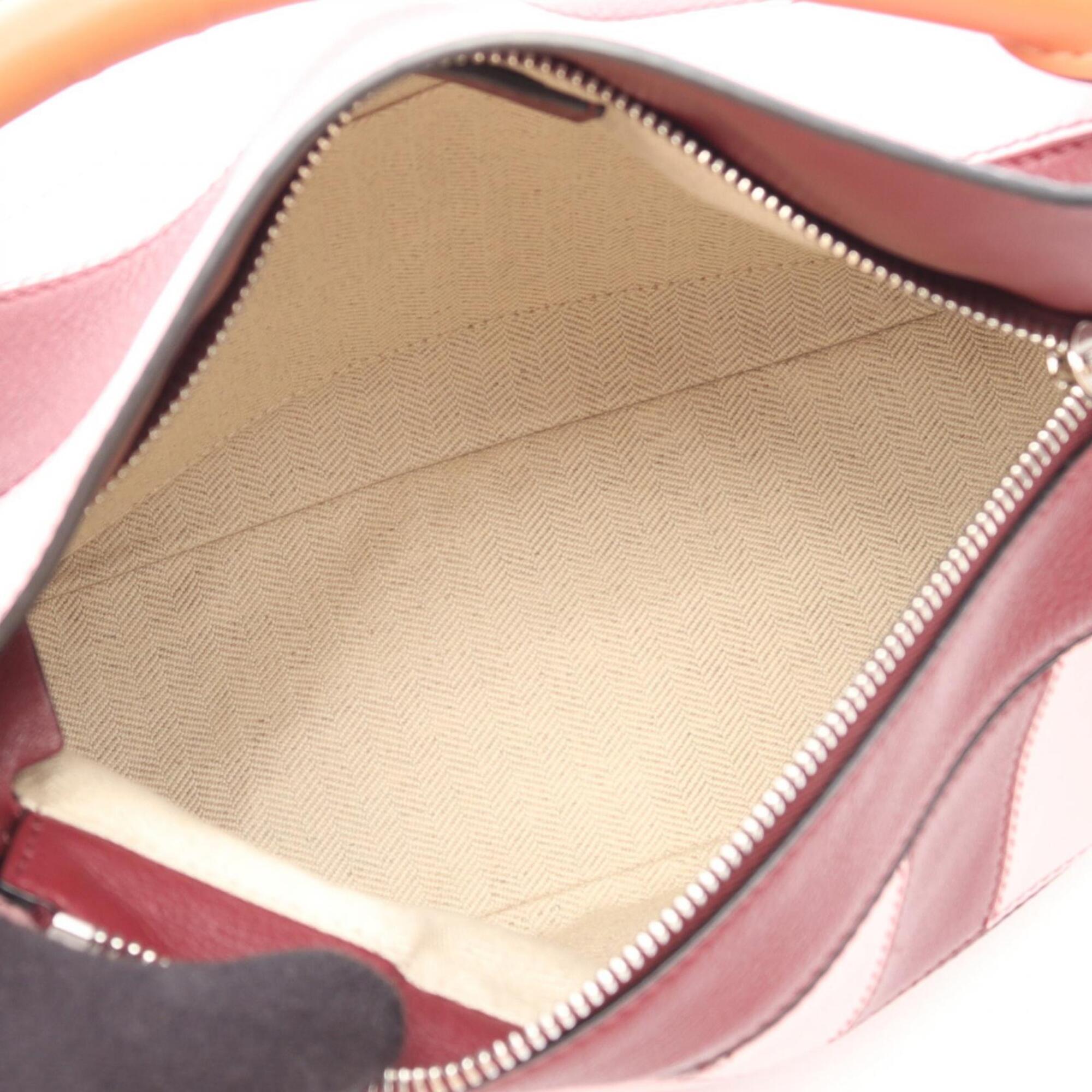 Loewe Bordeaux Brown Pink Leather Handbag (Pre-Owned)