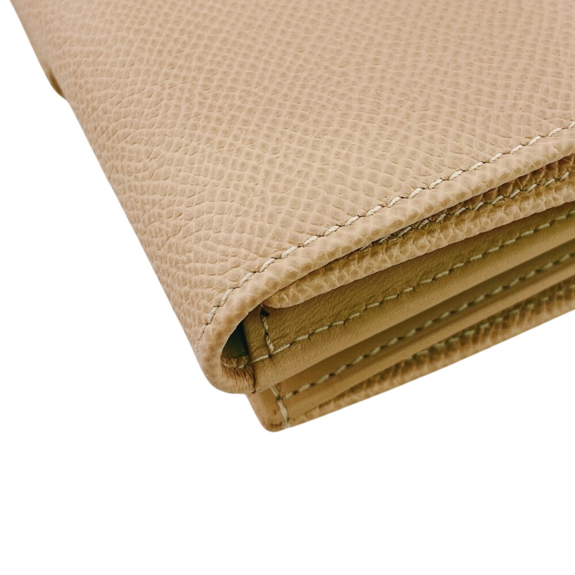 Bvlgari Beige Leather Long Wallet (Bi-Fold) (Pre-Owned)