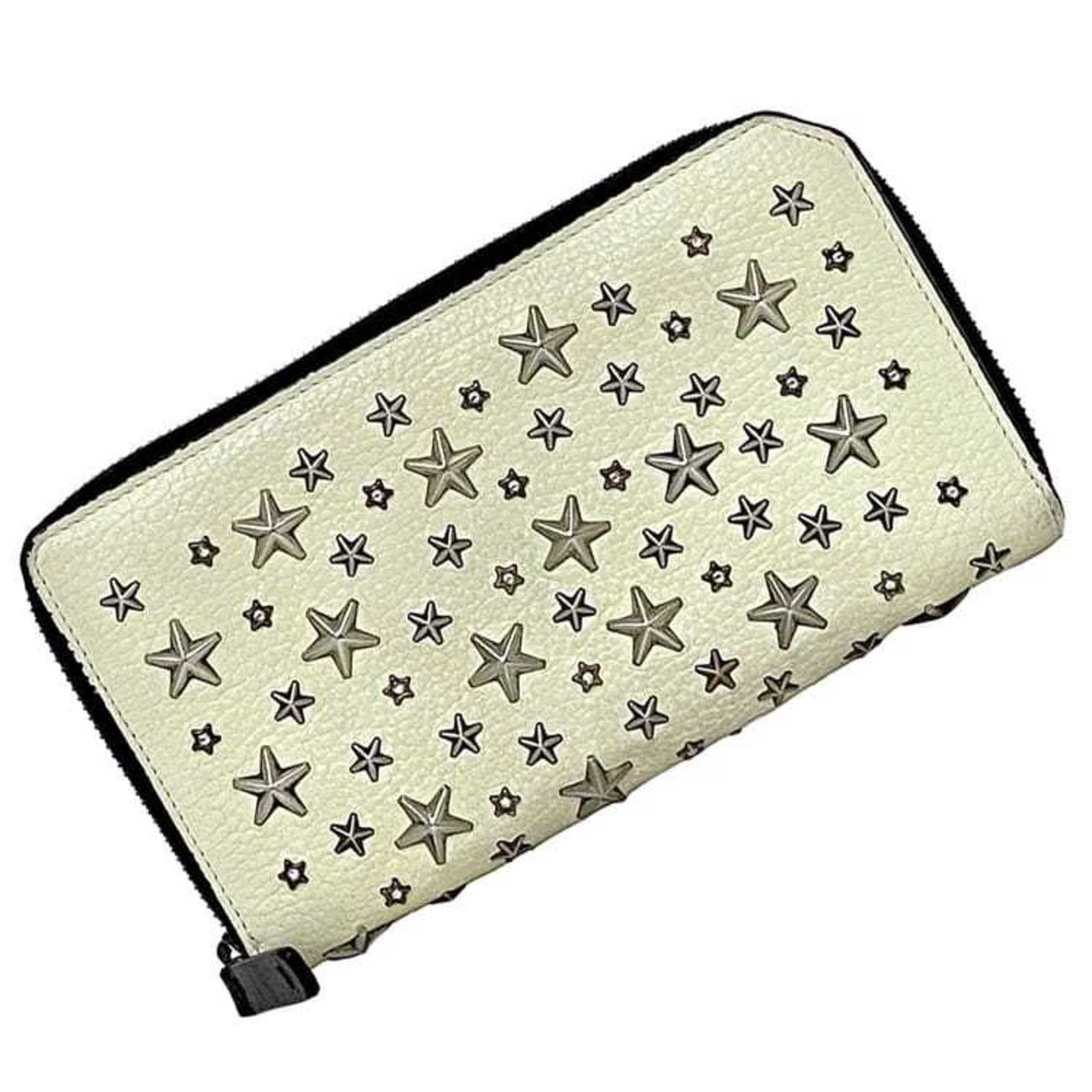 Jimmy Choo Black Cream Yellow Leather Long Wallet (Bi-Fold) (Pre-Owned)