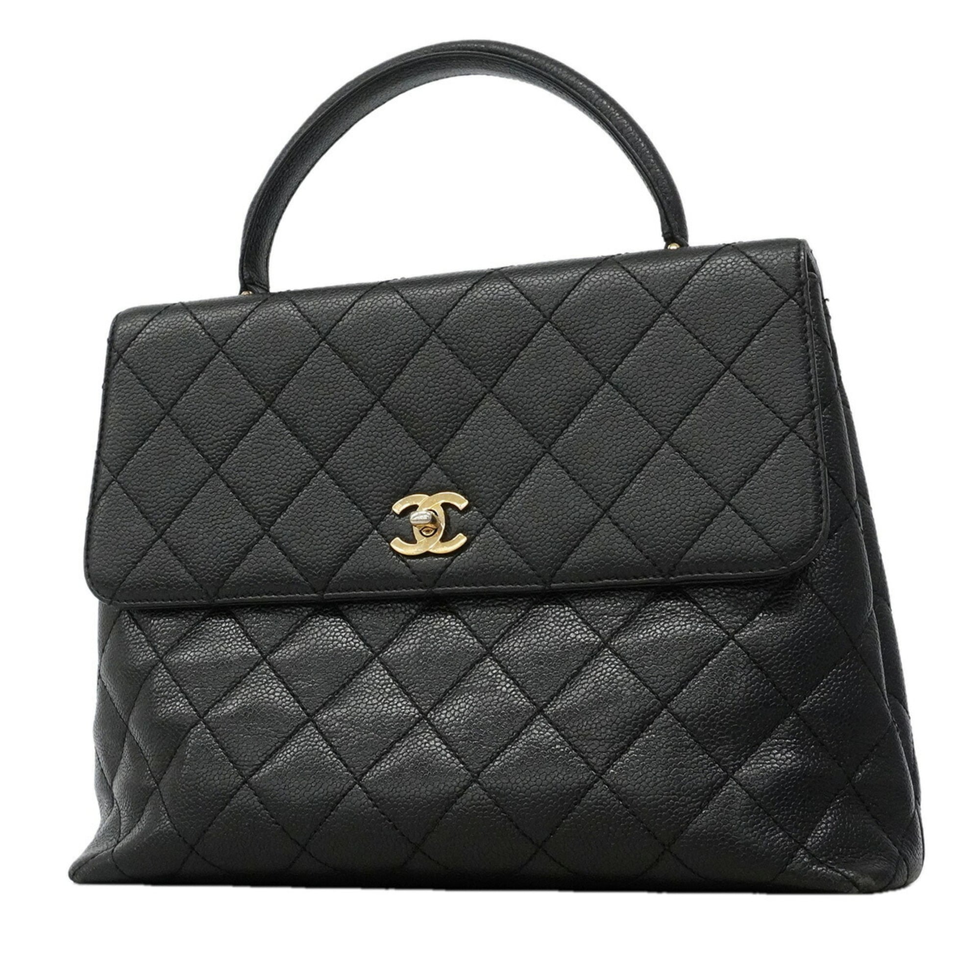 Chanel Black Grained Calfskin Handbag (Pre-Owned)