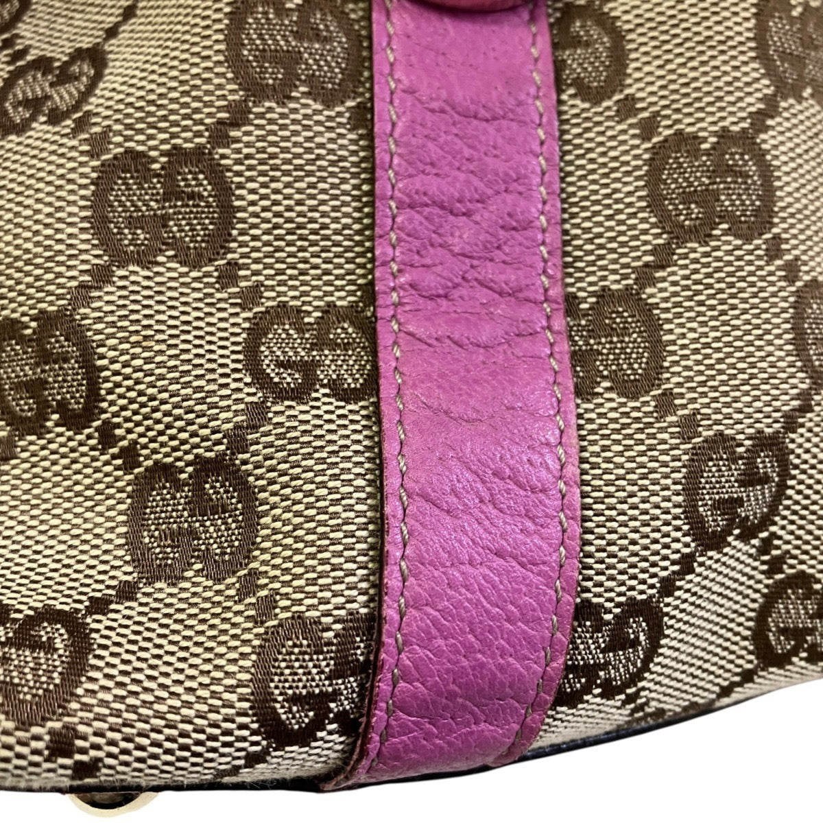 Gucci Gg Canvas Beige Pink Gg Canvas Leather Handbag (Pre-Owned)