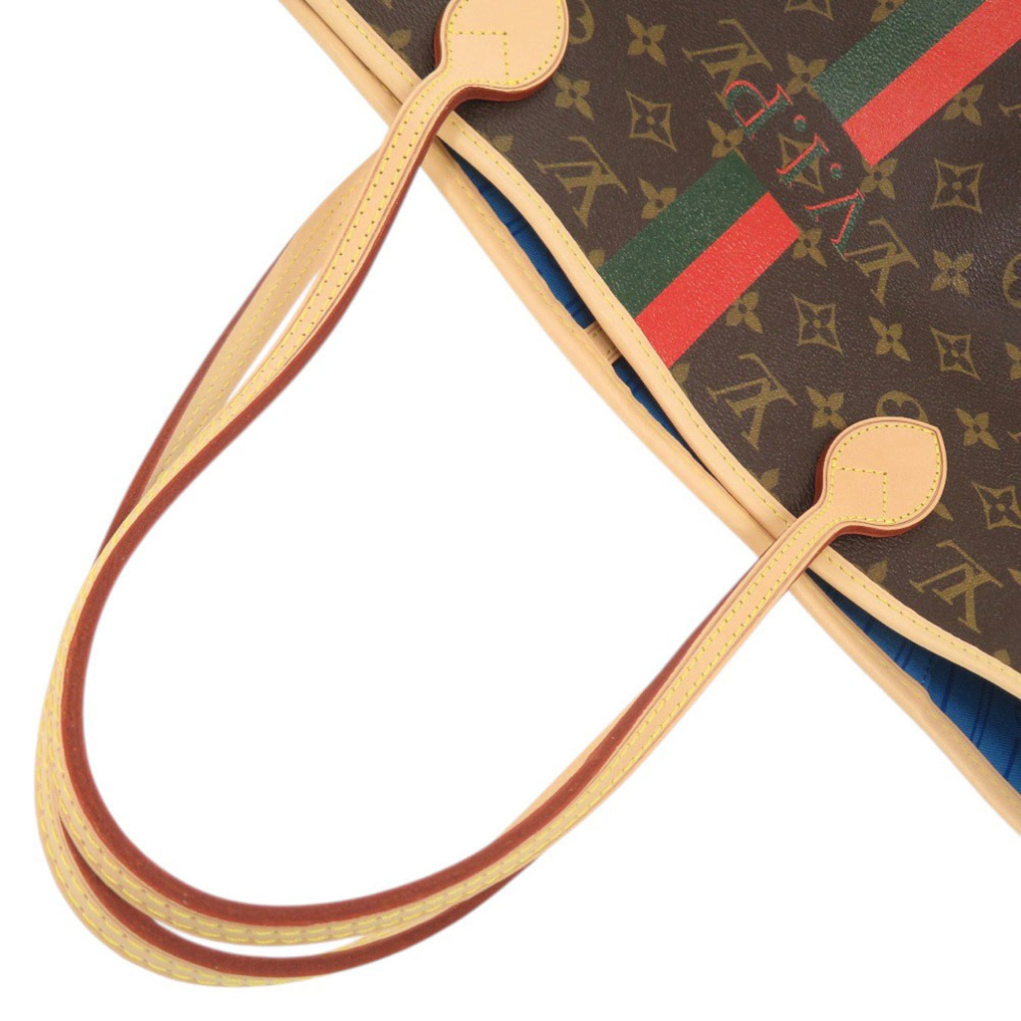 Louis Vuitton Brown Light Blue Monogram Monogram Handbag Tote Bag (Pre-Owned)