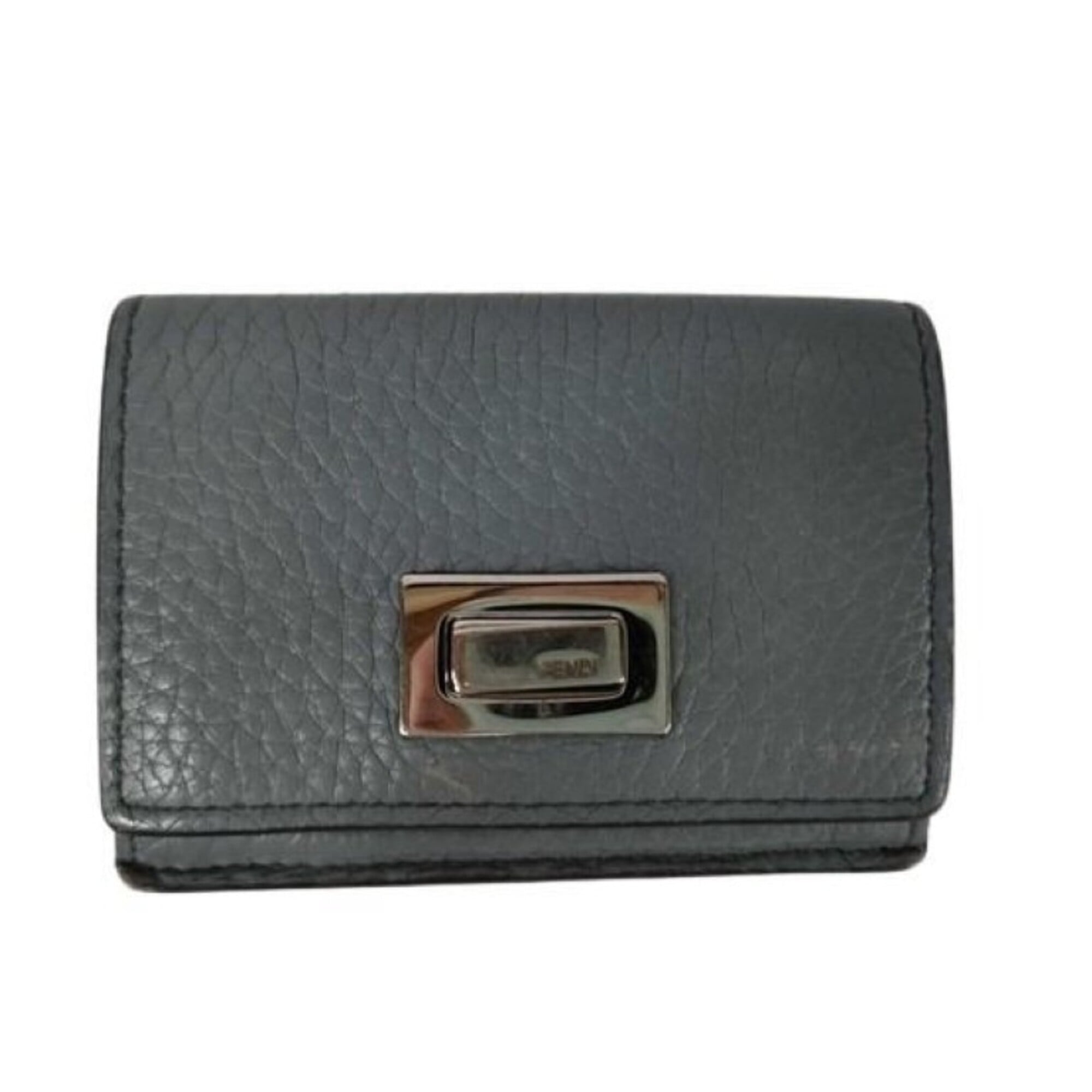 Fendi Gray Leather Wallet (Tri-Fold) (Pre-Owned)