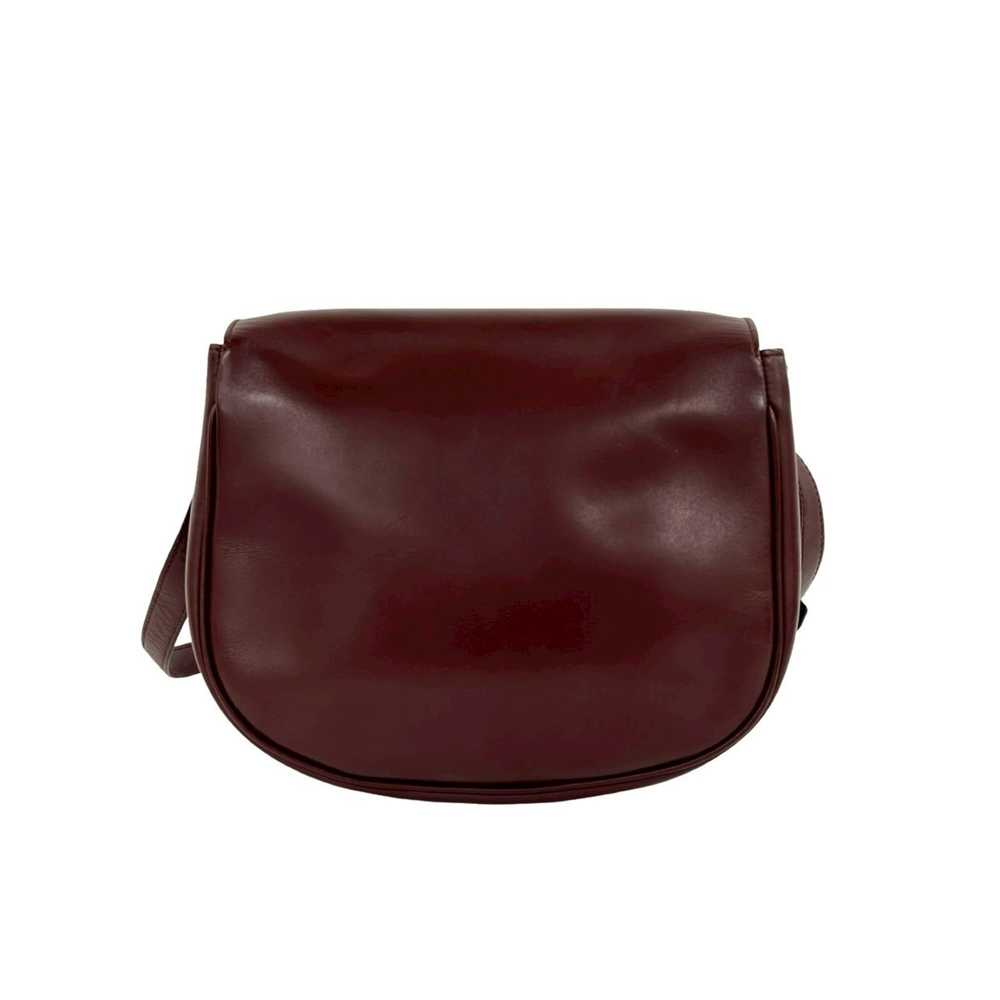Cartier Wine Red Leather Pochette Shoulder Bag (Pre-Owned)