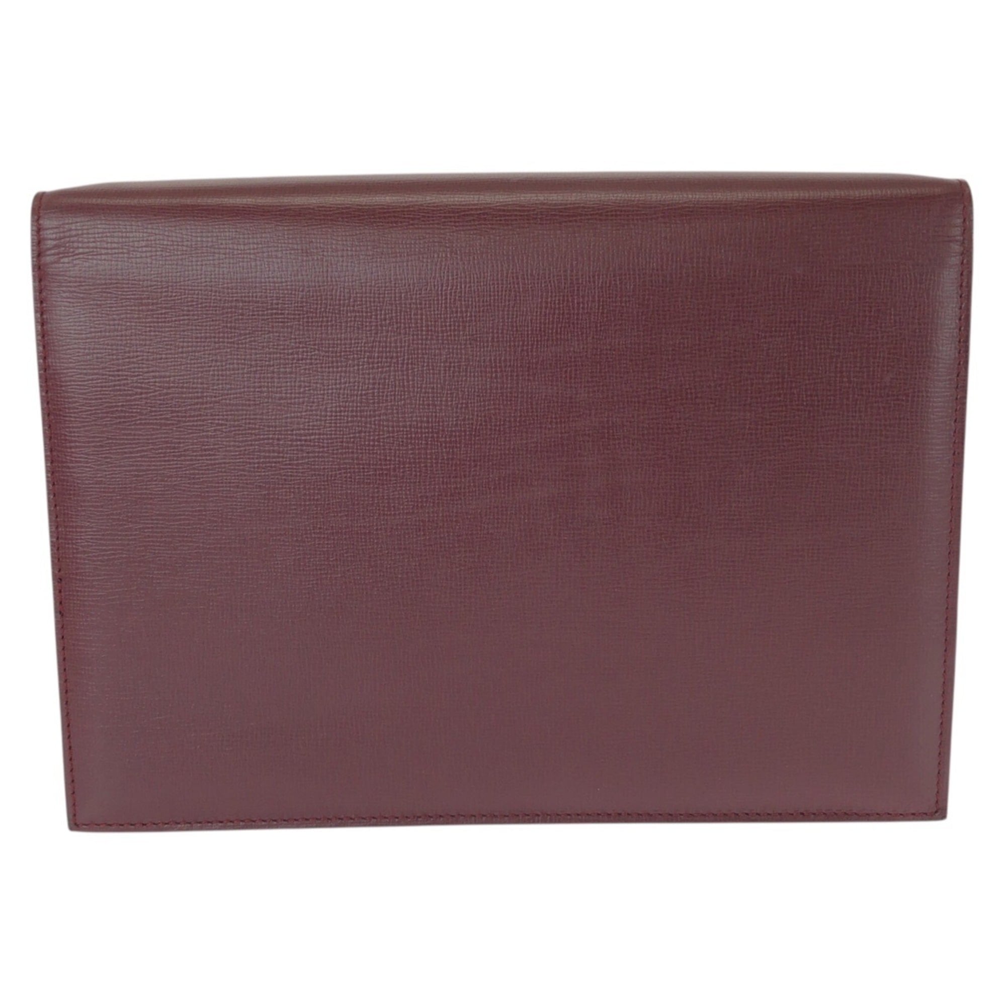 Cartier Bordeaux Wine Red Leather Clutch Bag (Pre-Owned)